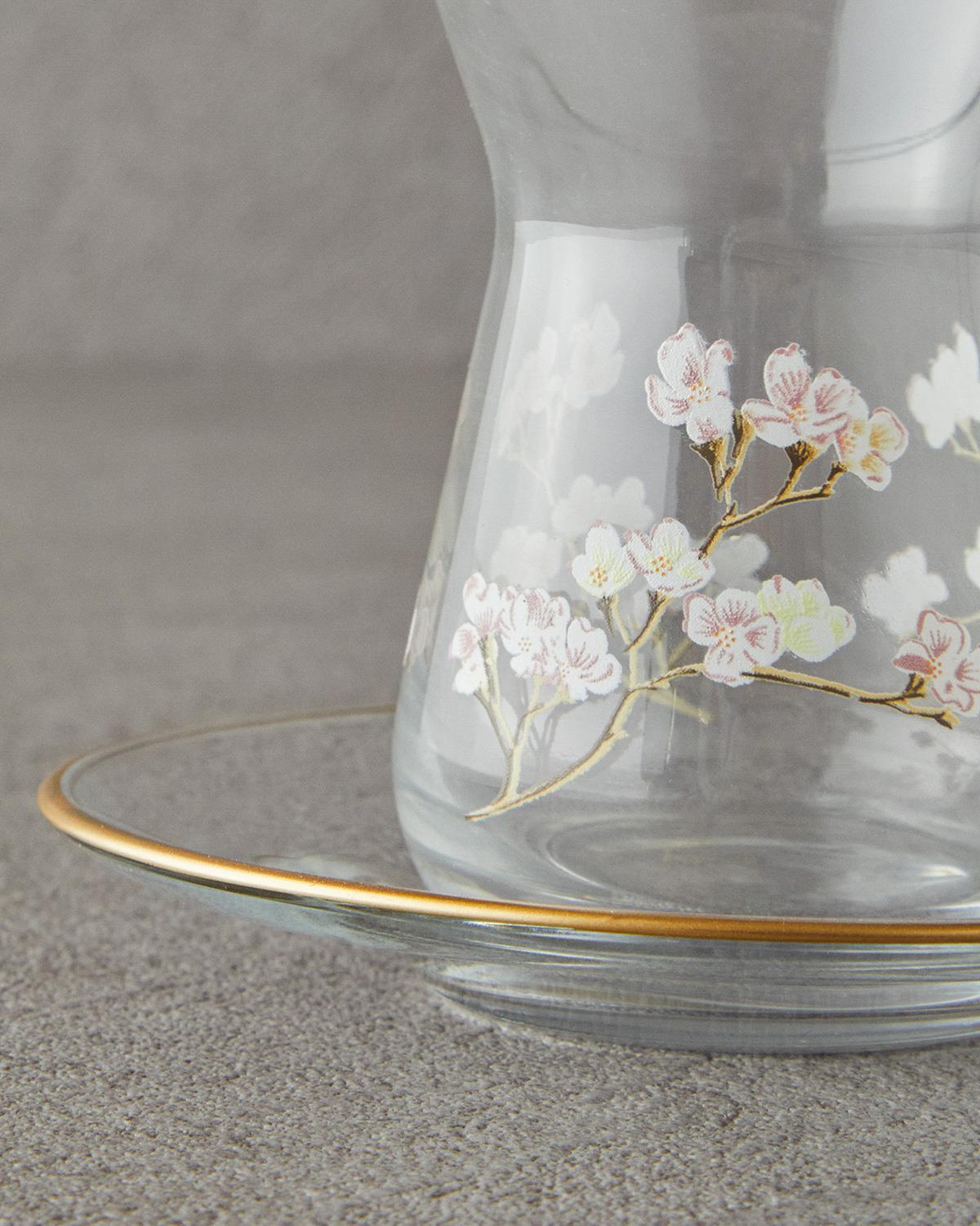 Sakura Cam 12 Parça 6 Kişilik Çay Seti 160 ml Şeffaf