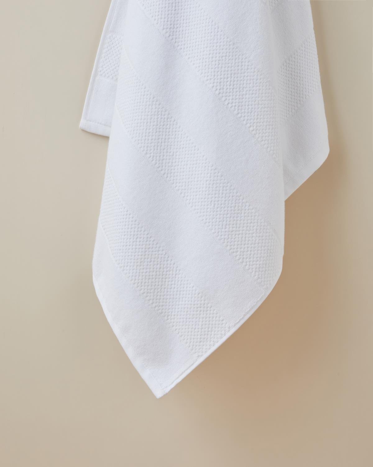 Sandy Stripe Pamuk Banyo Havlusu 80x150 cm Beyaz