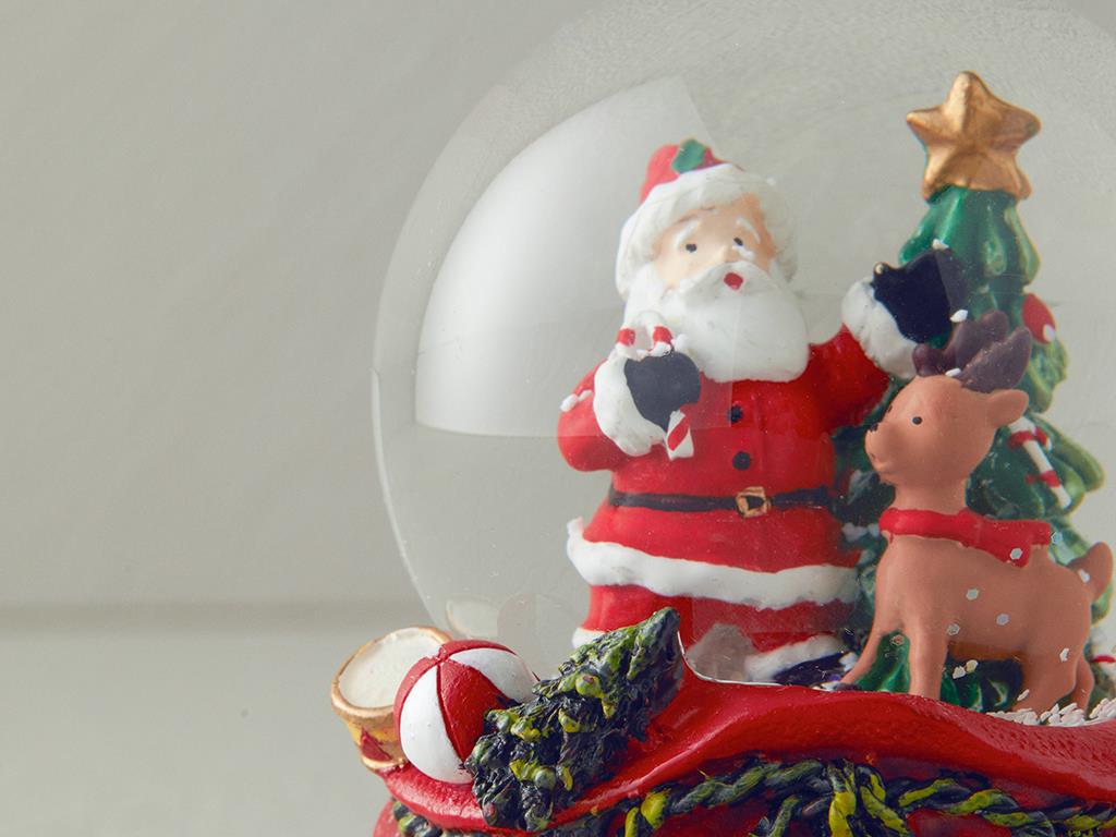 Santa Polyresin Kar Küresi Kırmızı