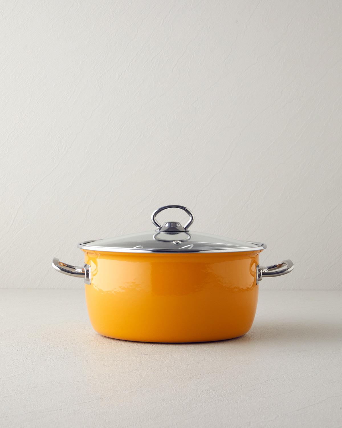 Sartagi Emaye Kızartma Tenceresi 22 cm Hardal
