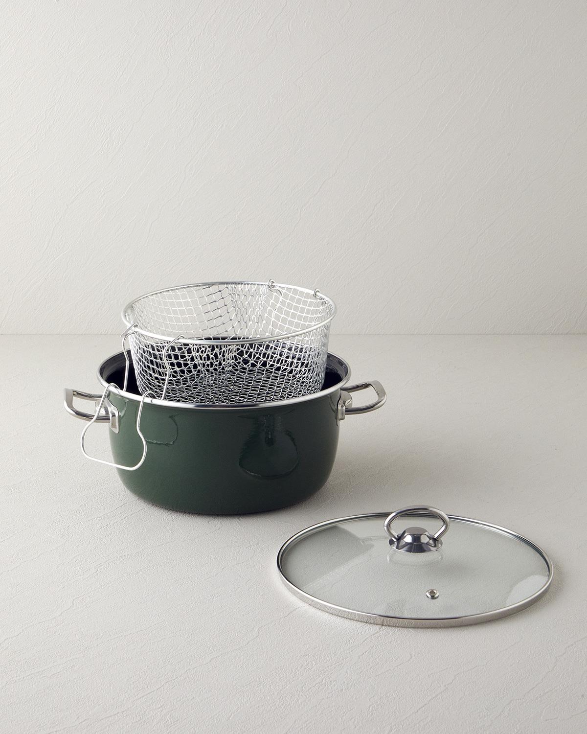 Sartagi Emaye Kızartma Tenceresi 22 cm Yeşil