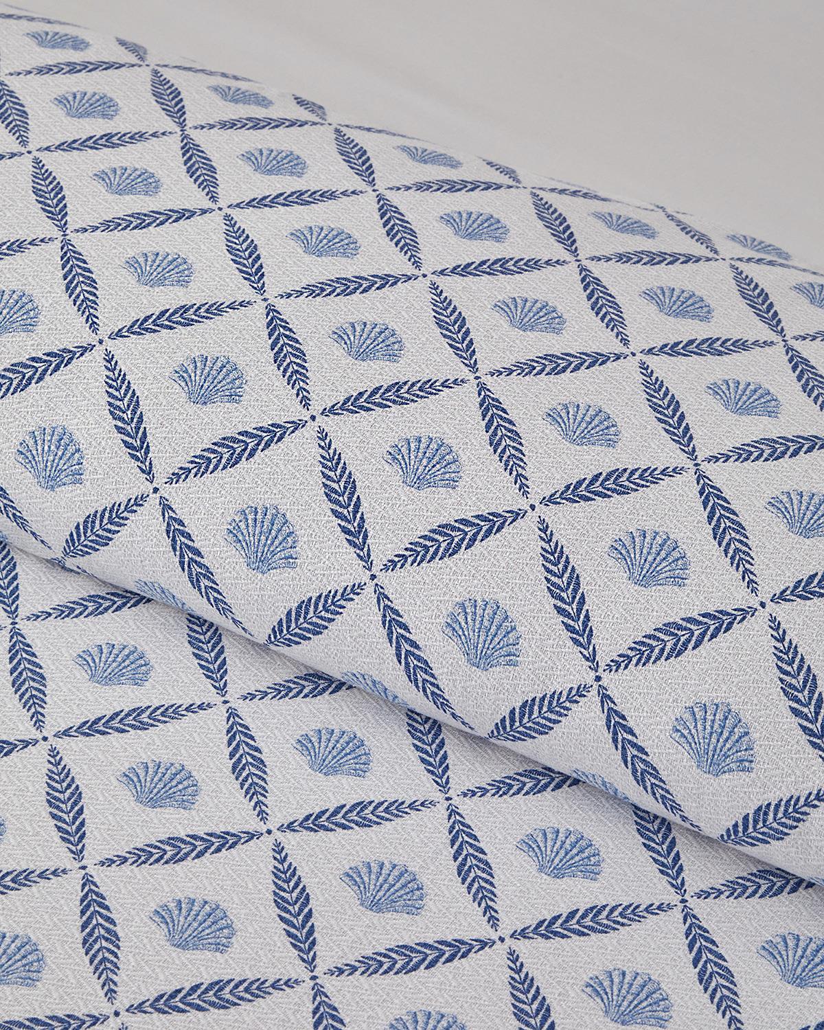 Sea Shell Baskılı Tek Kişilik Pike Takımı 150x220 cm Mavi