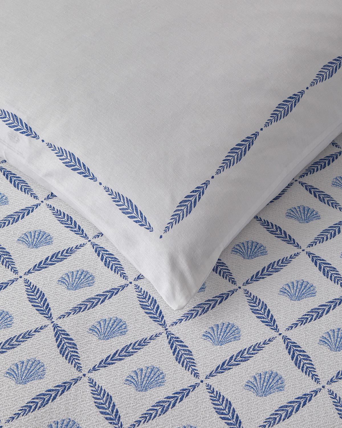 Sea Shell Baskılı Tek Kişilik Pike Takımı 150x220 cm Mavi