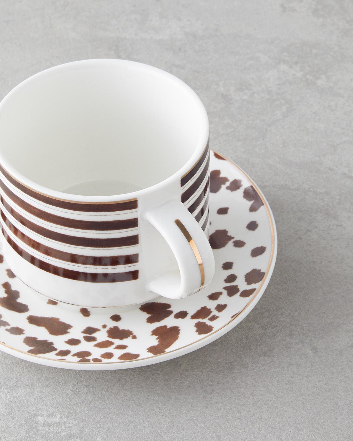Sedona New Bone China 4 Parça 2 Kişilik Çay Fincanı Takımı 230 ml Kahverengi
