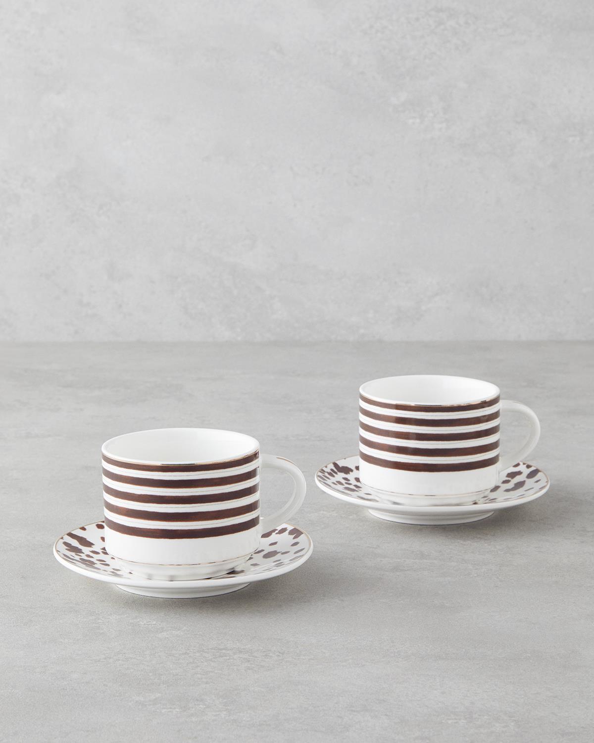 Sedona New Bone China 4 Parça 2 Kişilik Çay Fincanı Takımı 230 ml Kahverengi