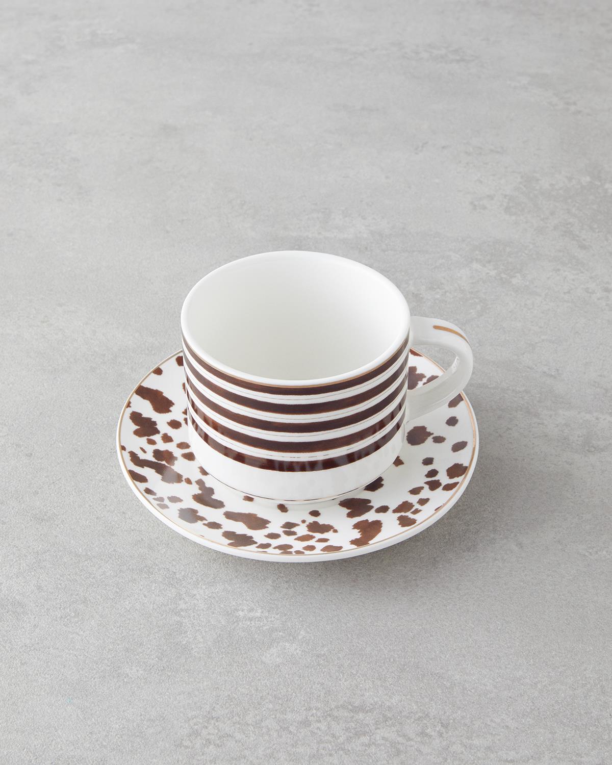 Sedona New Bone China 4 Parça 2 Kişilik Çay Fincanı Takımı 230 ml Kahverengi
