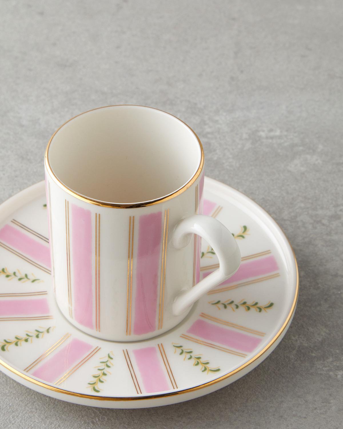 Serenade Bone Porselen 4 Parça 2 Kişilik Kahve Fincan Takımı 90 ml Pembe - Gold