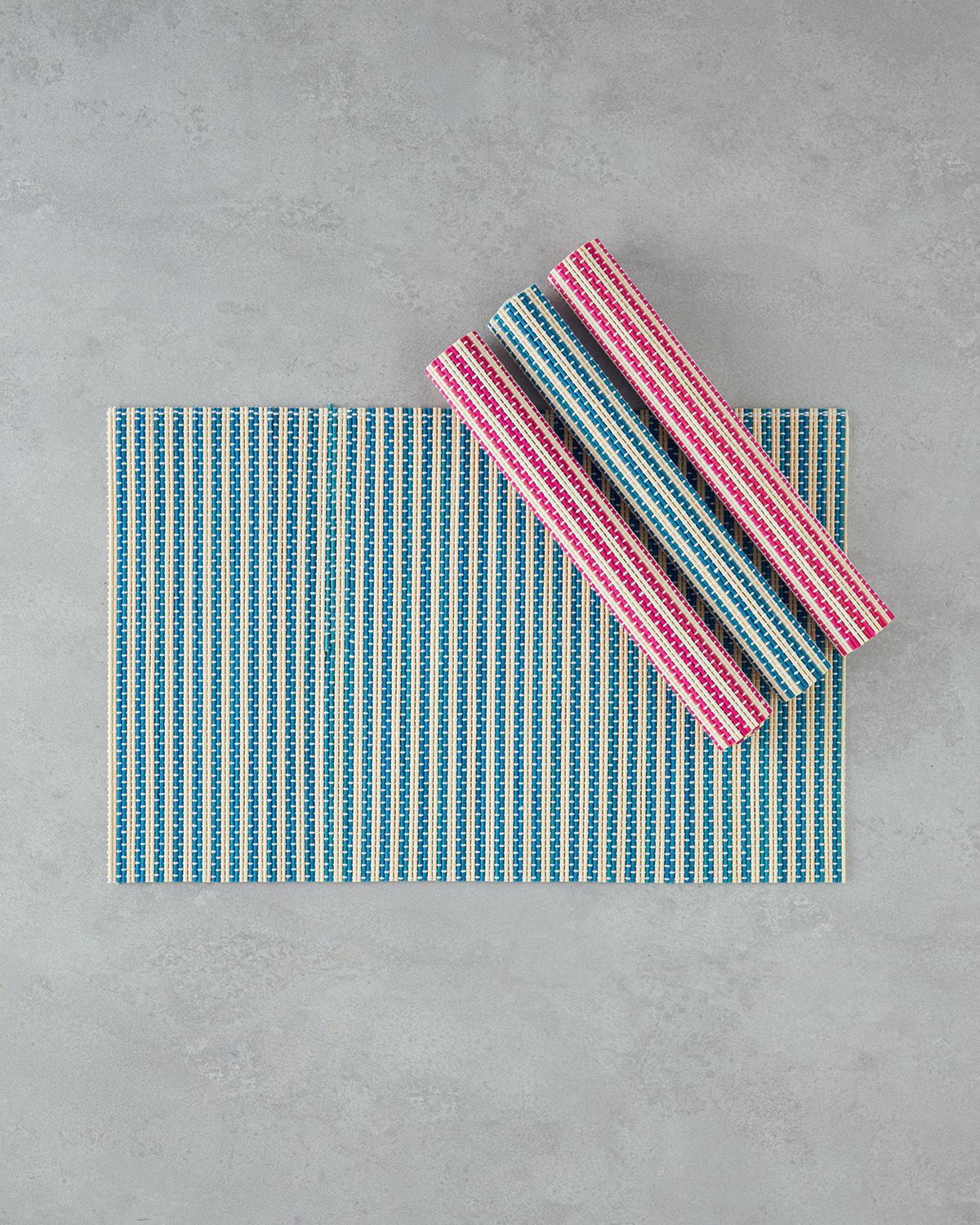Serene Bambu 4'lü Amerikan Servis 30x45 cm Pembe - Mavi