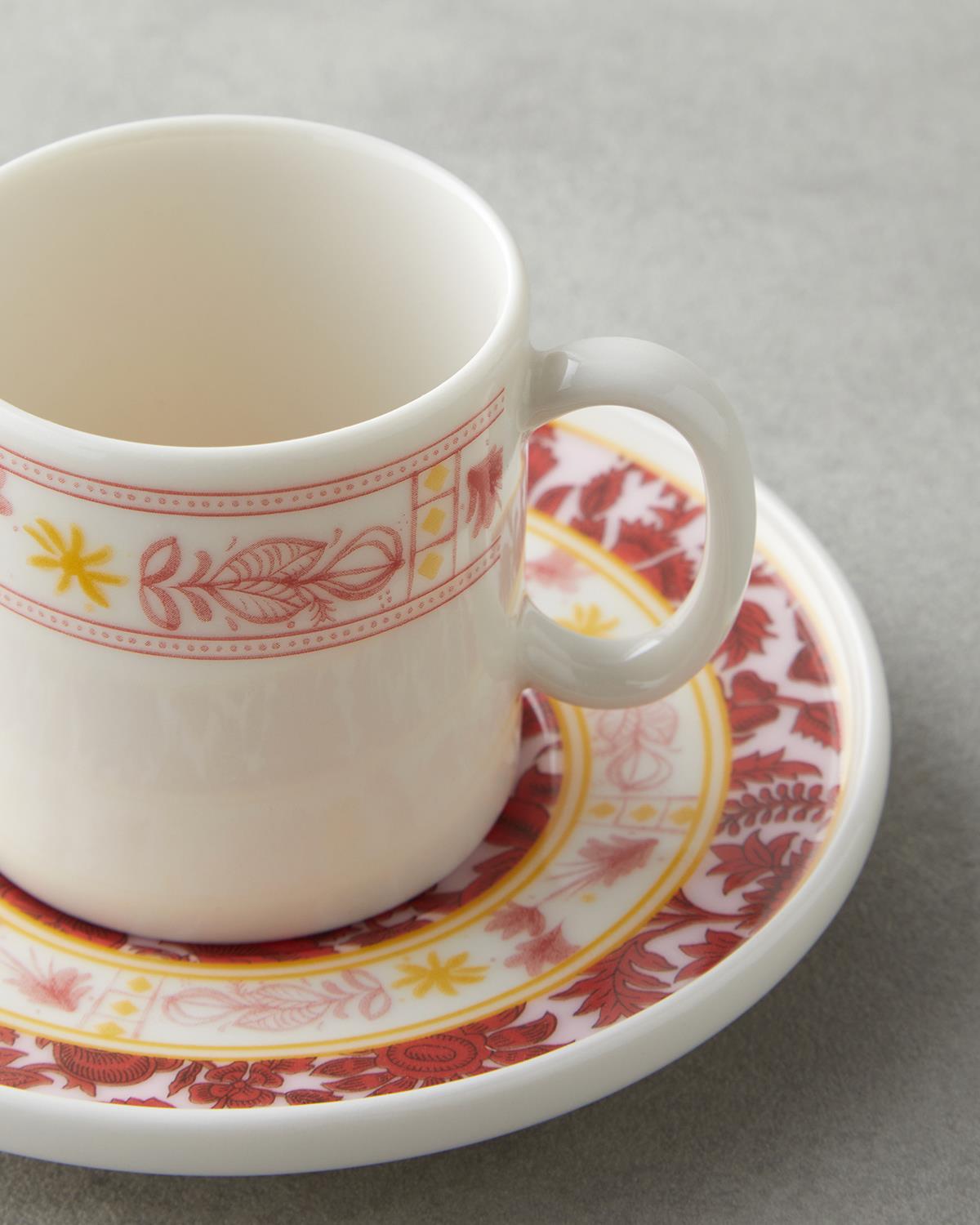 Seris Bone Porselen 4 Parça 2 Kişilik Kahve Fincan Takımı 90 ml Pembe - Sarı