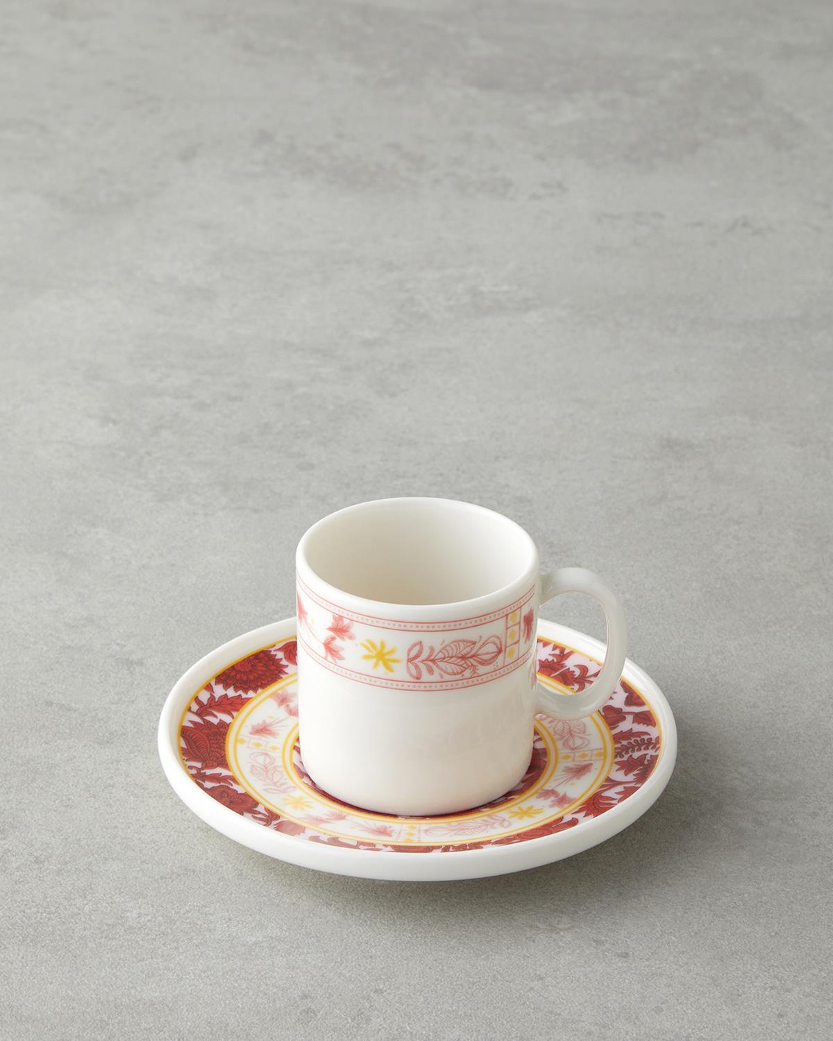 Seris Bone Porselen 4 Parça 2 Kişilik Kahve Fincan Takımı 90 ml Pembe - Sarı