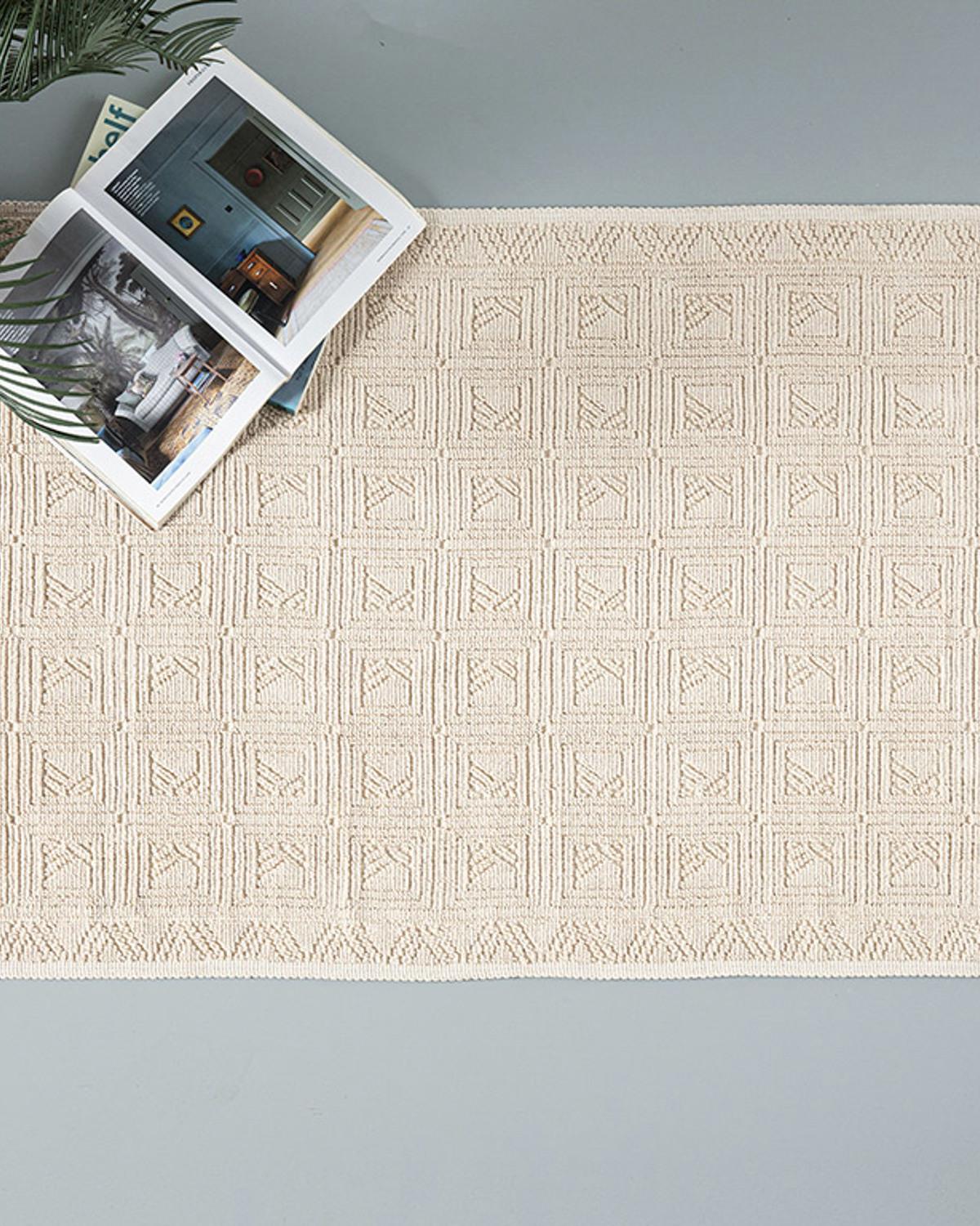 Shabby Pamuklu Kilim Krem
