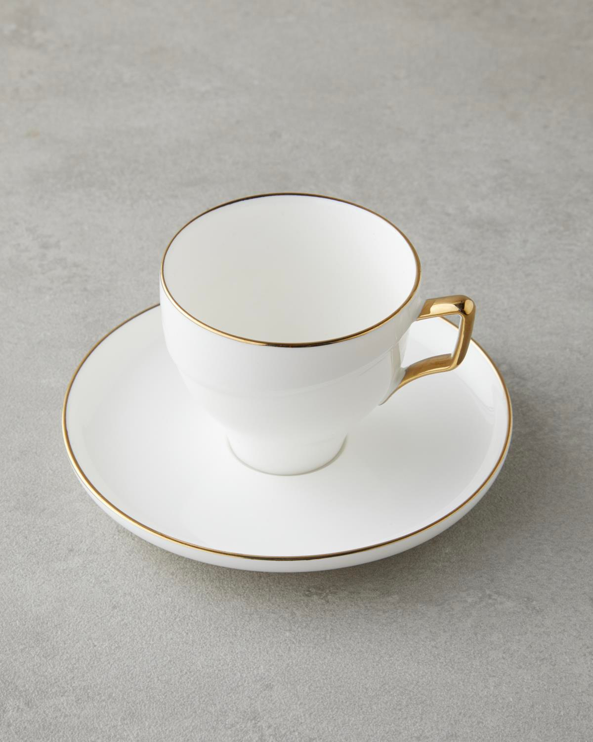 Sheen Porselen 12 Parça 6 Kişilik Kahve Fincan Takımı 90 ml Beyaz-Gold