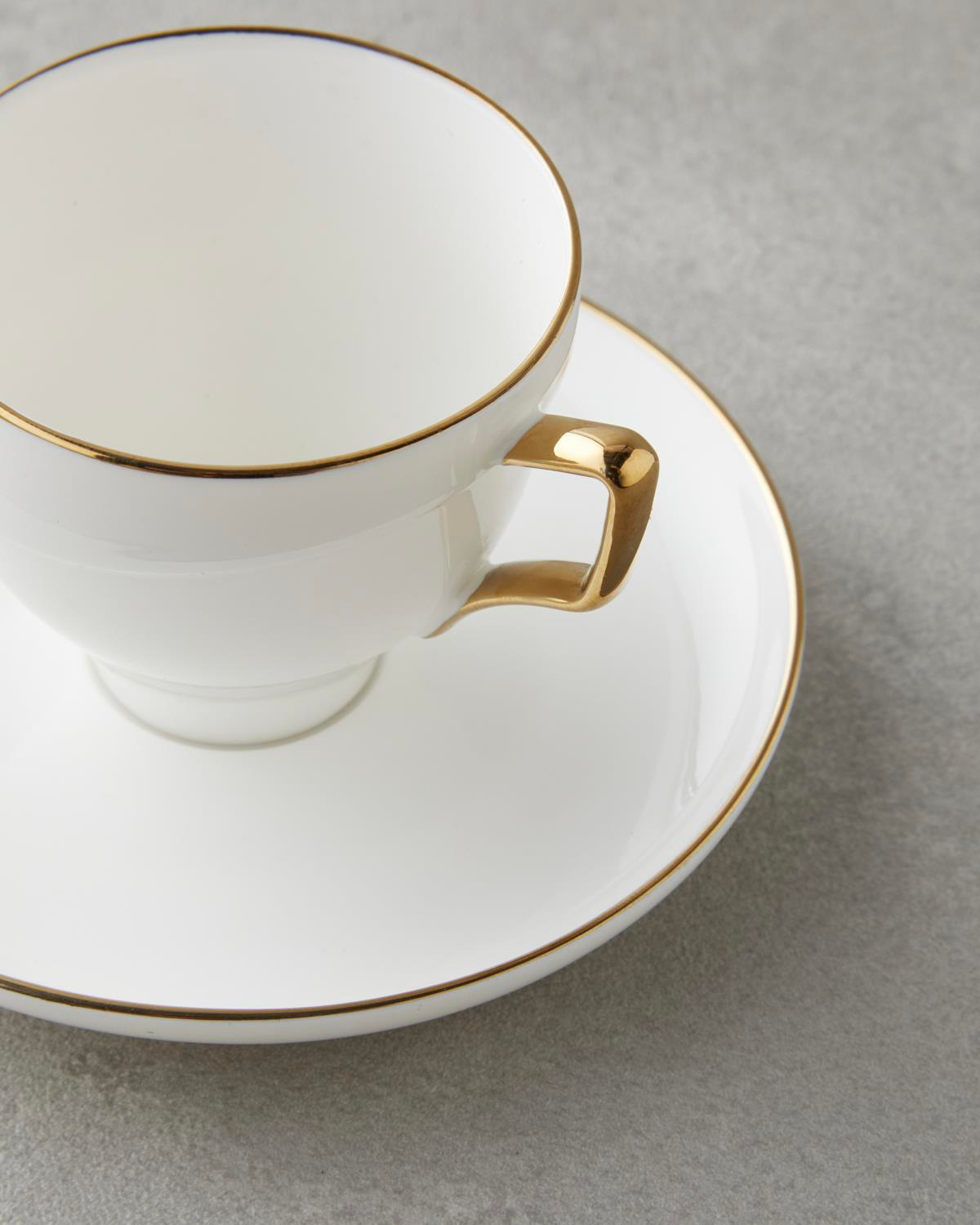 Sheen Porselen 12 Parça 6 Kişilik Kahve Fincan Takımı 90 ml Beyaz-Gold
