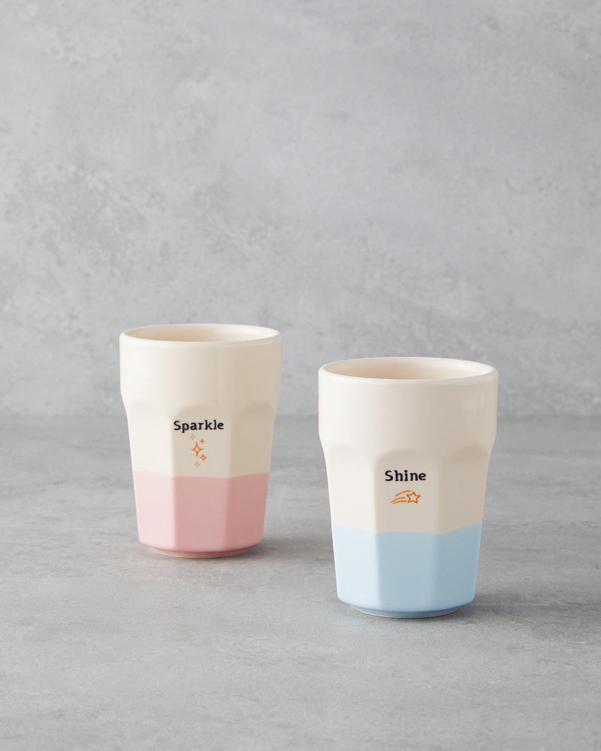 Shine Day Seramik 2'li Bardak 280 ml Pembe - Mavi