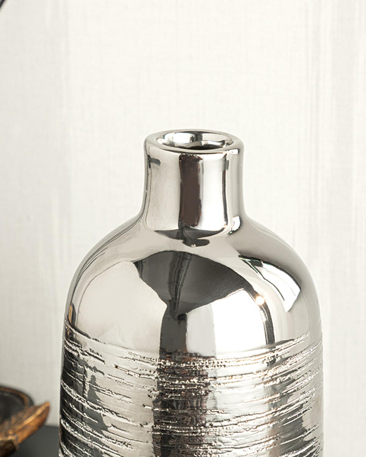 Shine Vazo 10x10x20 cm Silver