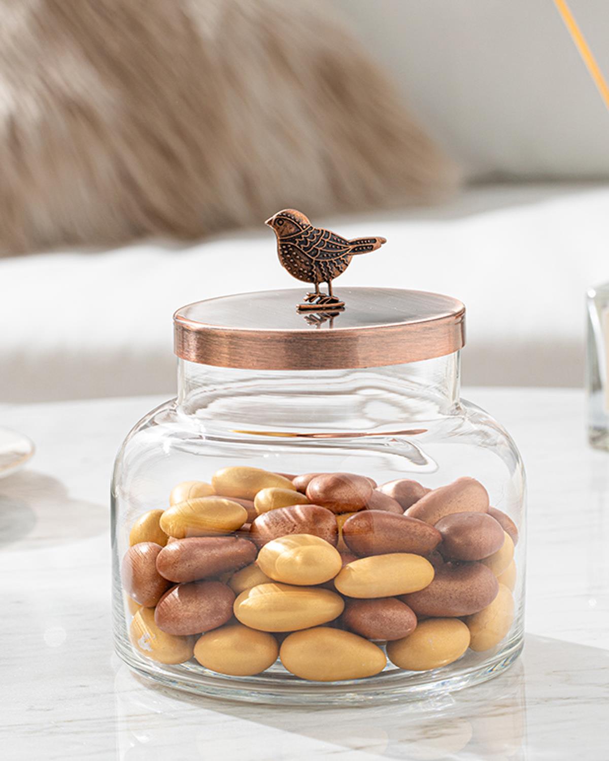 Shiny Bird Cam Kavanoz 14x12,2 cm Bronz