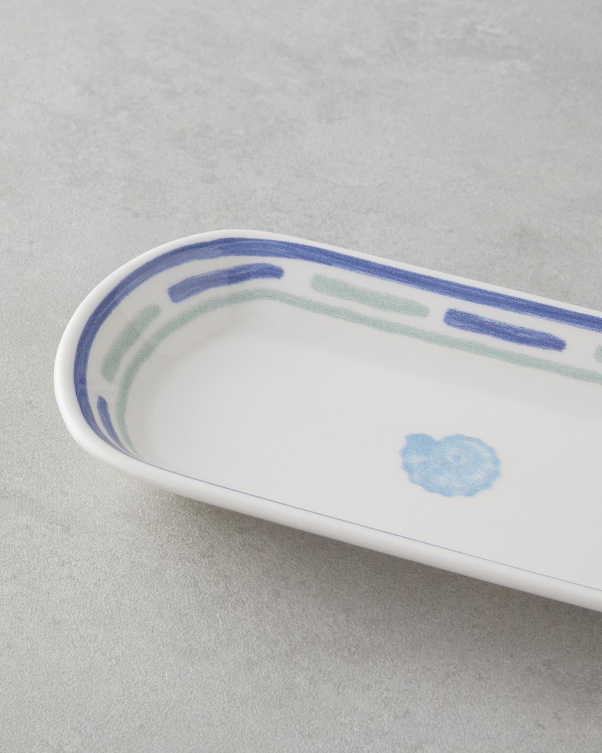 Shoreline Seramik Kayık Tabak 22 cm Mavi-yeşil