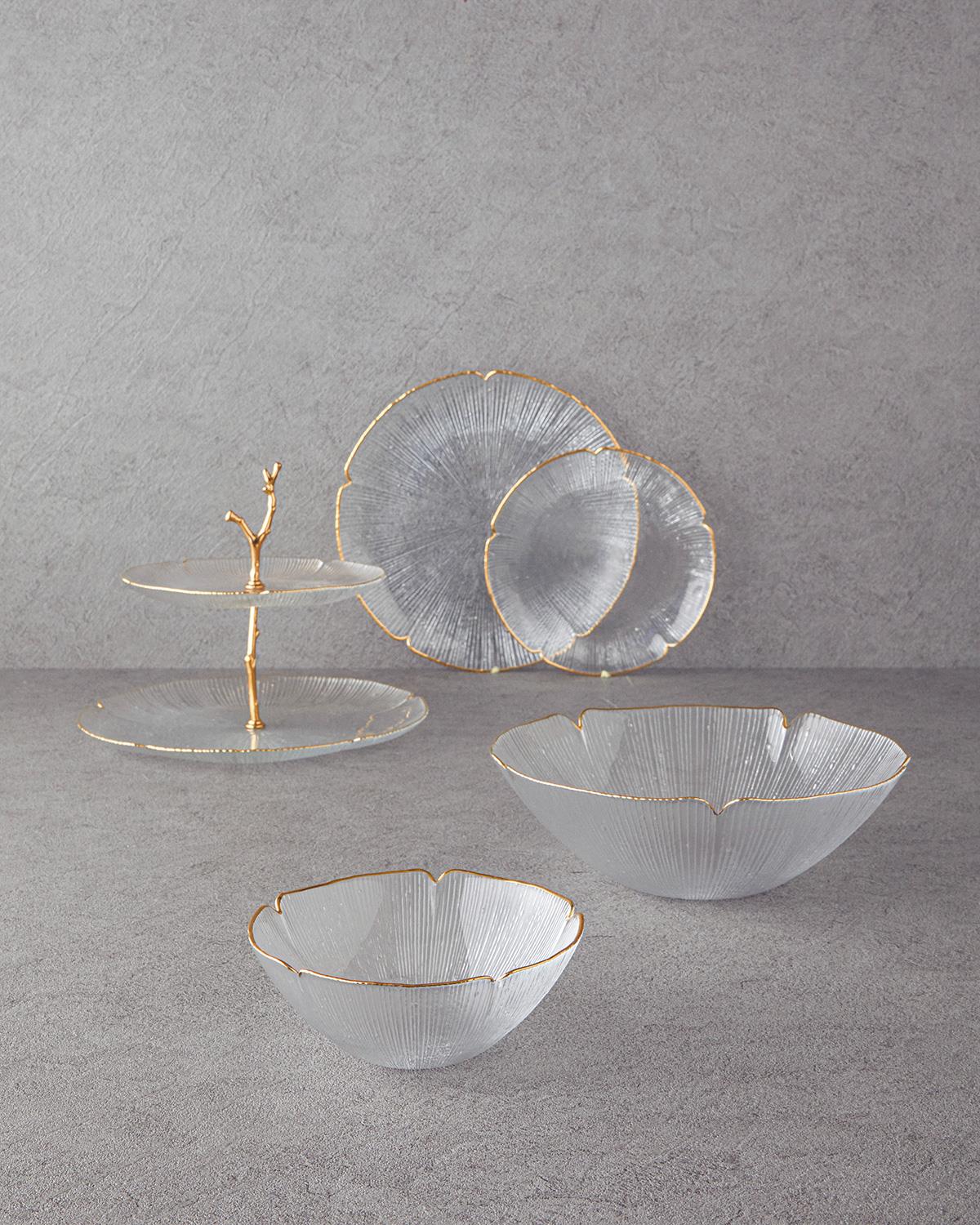 Siana Cam Pasta Tabağı 21 cm Gold