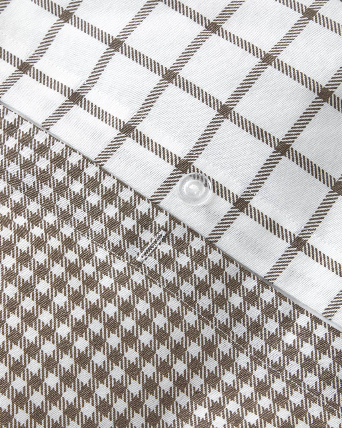 Simple Checks Kolay Ütülenir Çift Kişilik Nevresim Takımı 200x220 cm Kahverengi