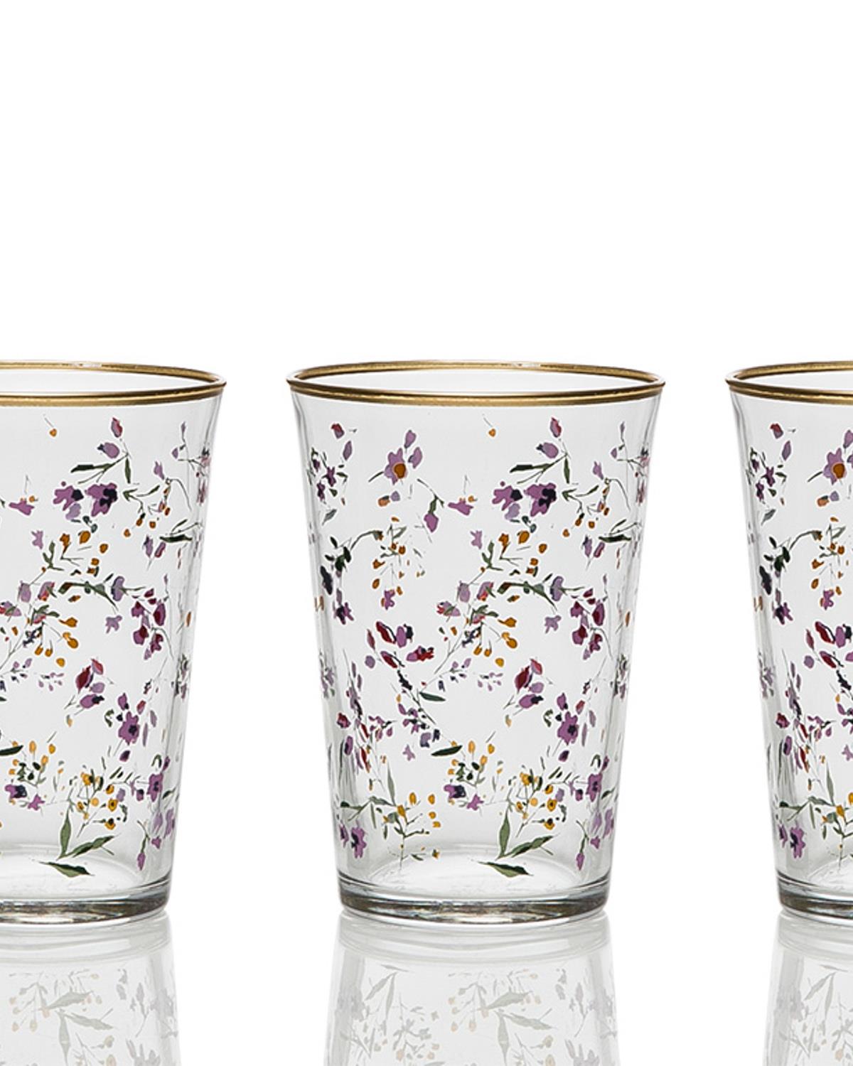 Simply 3'lü Cam Meşrubat Bardağı 290 Ml Gold