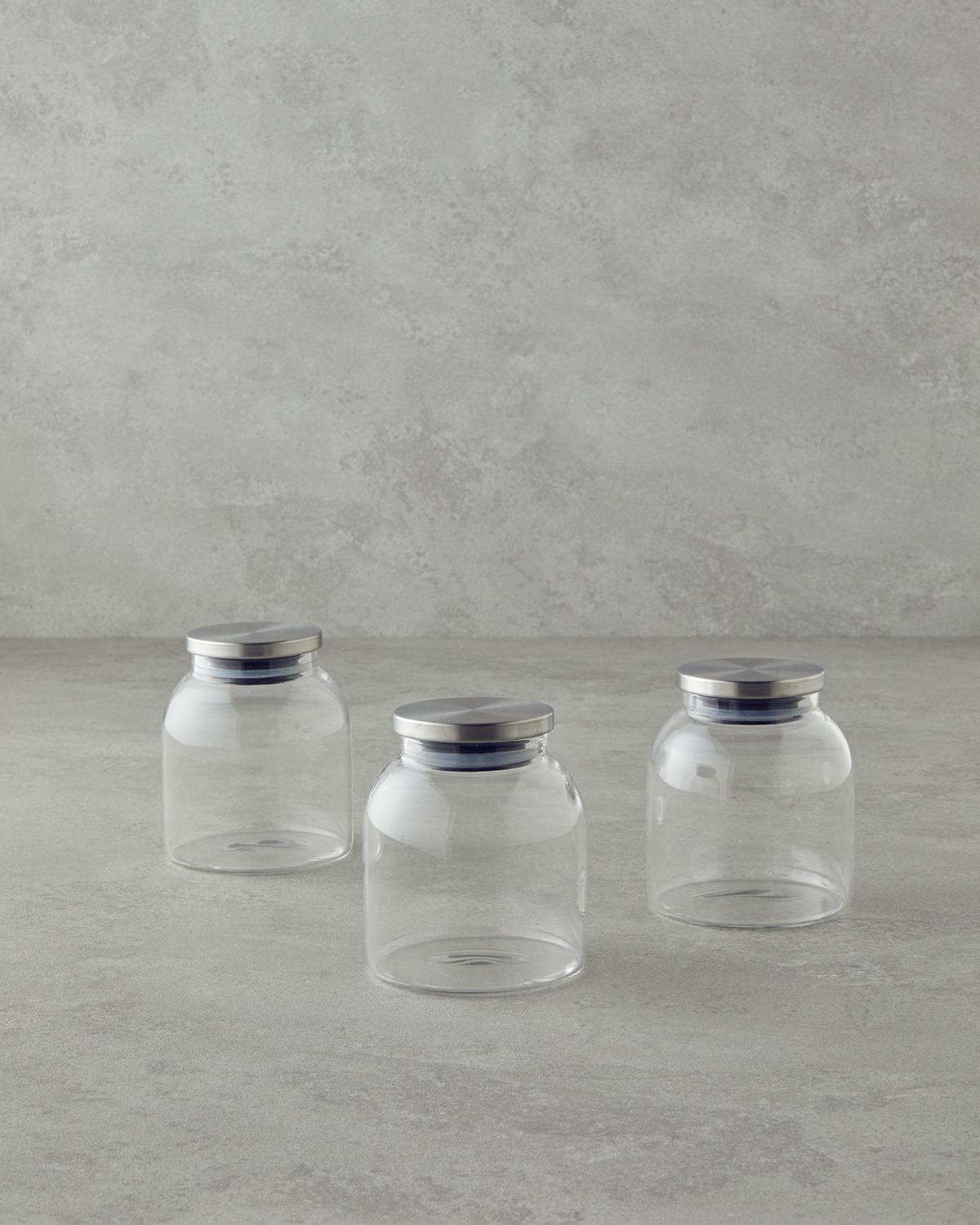Sinna Borosilikat 3'lü Baharatlik 450 ml Şeffaf