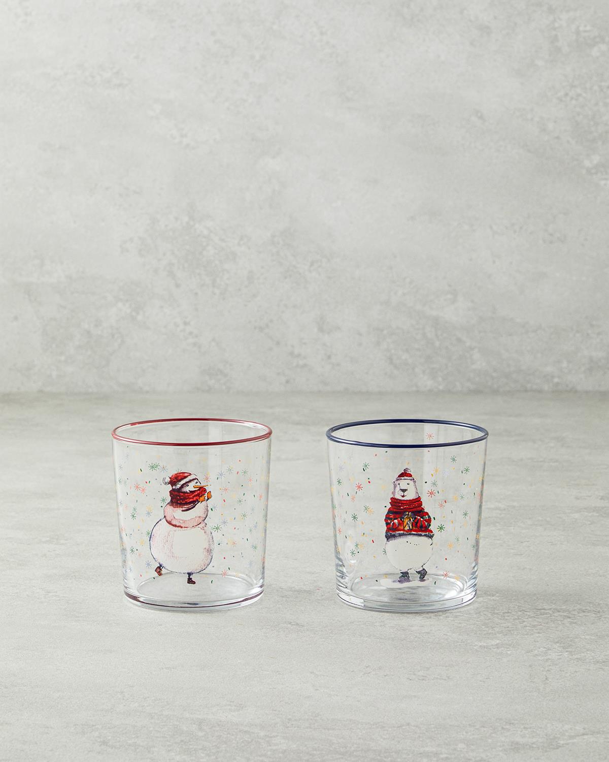 Snowflake Cam Bardak 420 ml Kırmızı - Yeşil