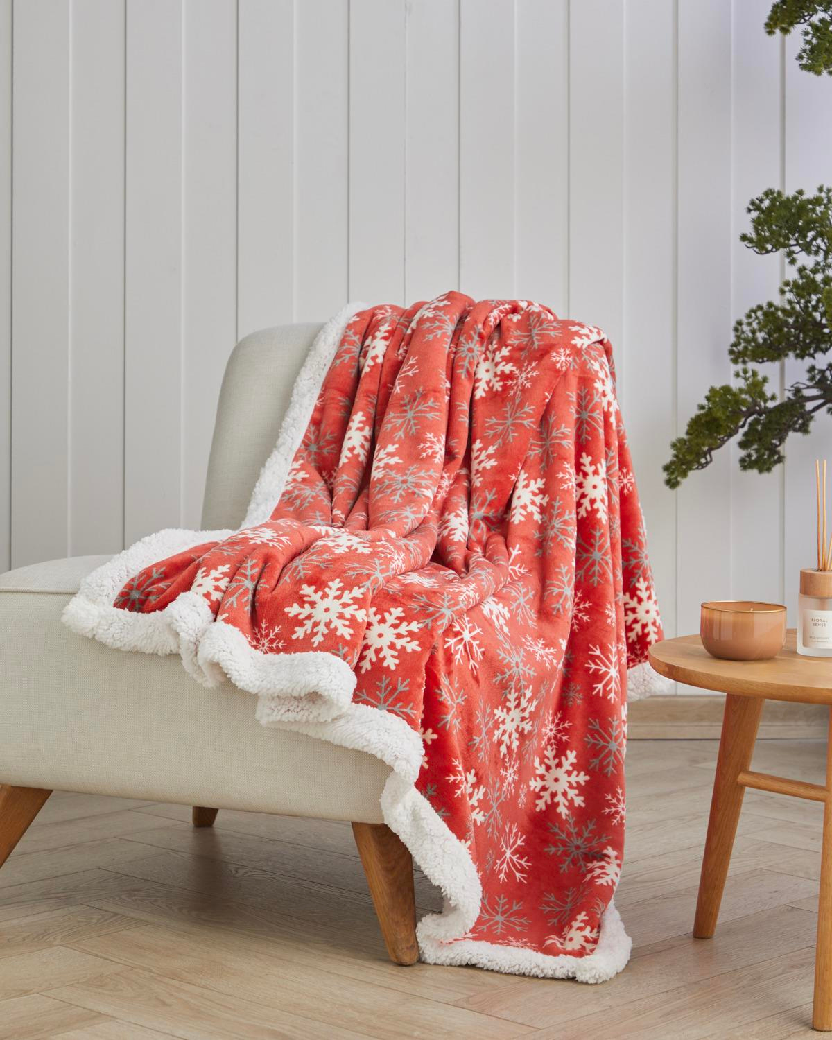 Snowland Koltuk Şalı 120x160 cm Kırmızı