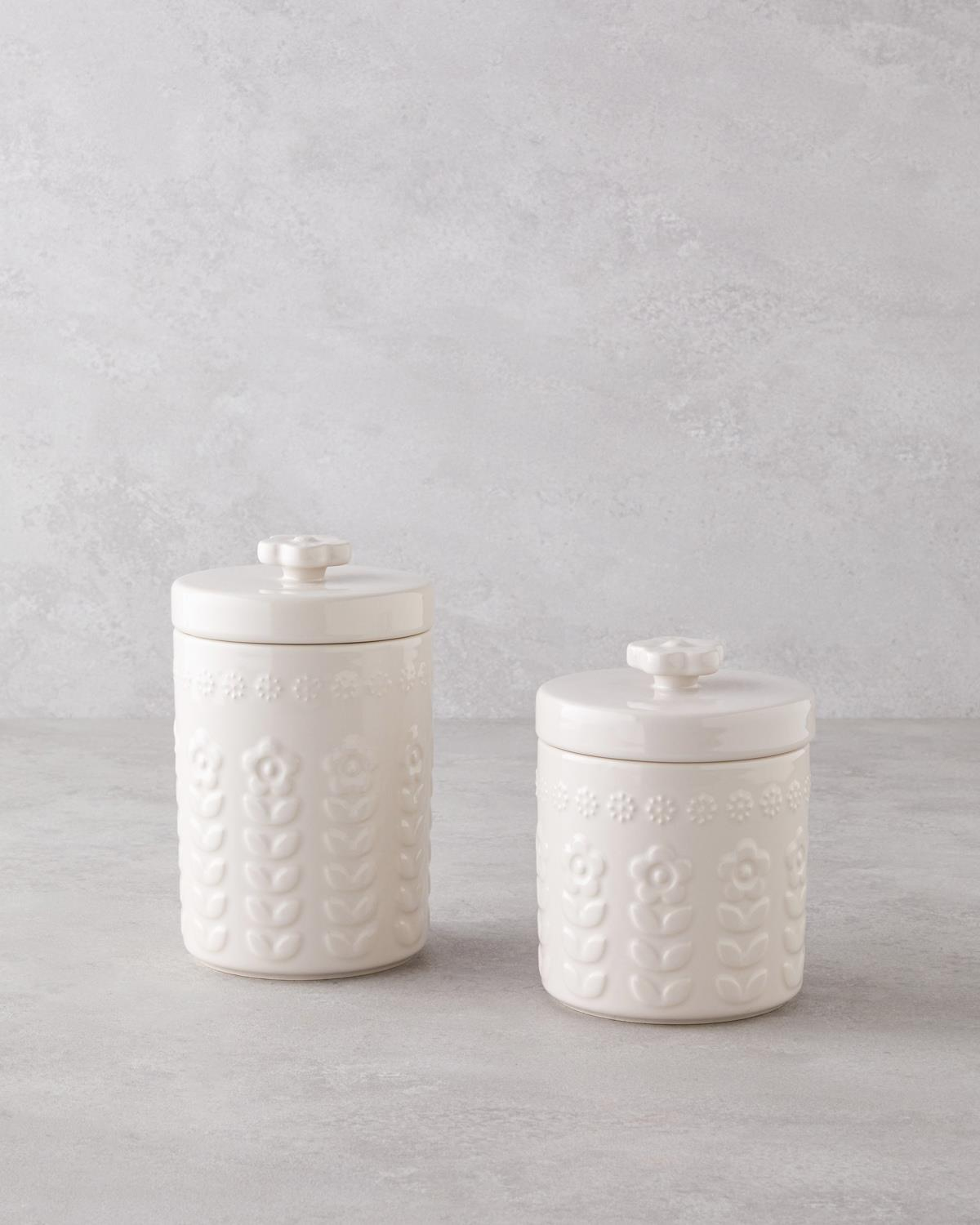 Soft Bloom Stoneware Kavanoz 18 cm Krem