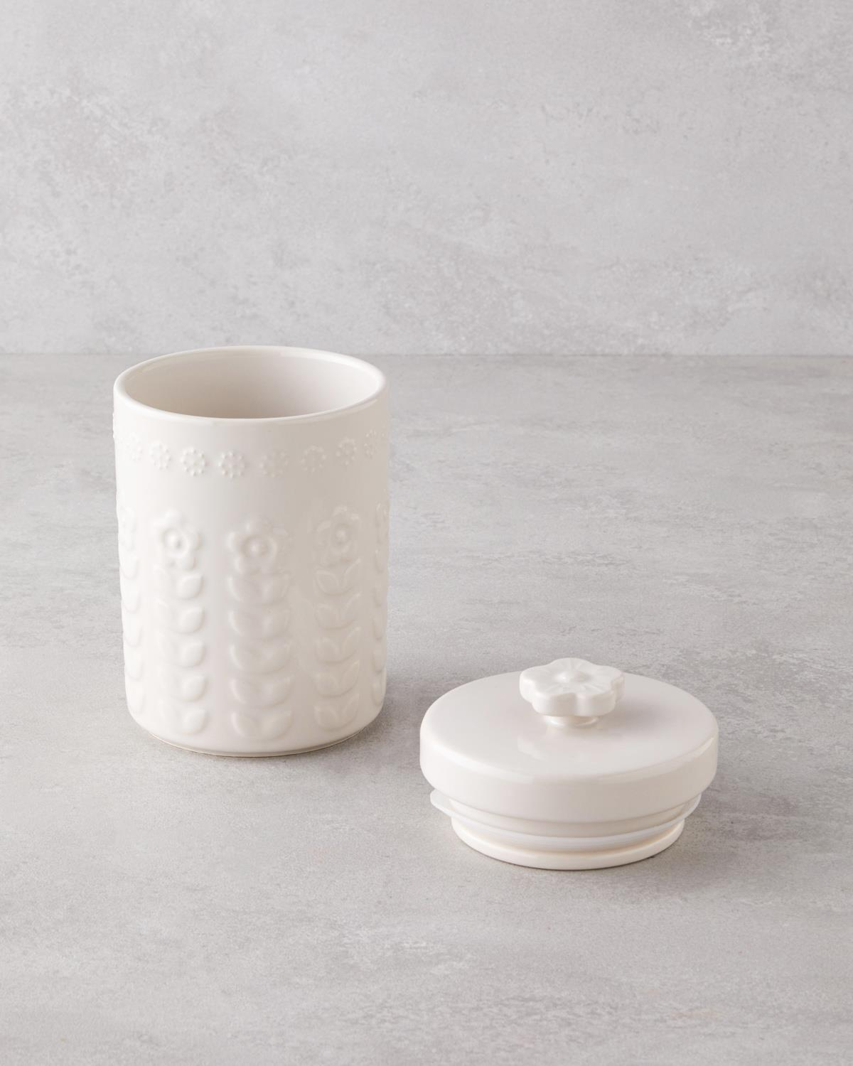 Soft Bloom Stoneware Kavanoz 18 cm Krem