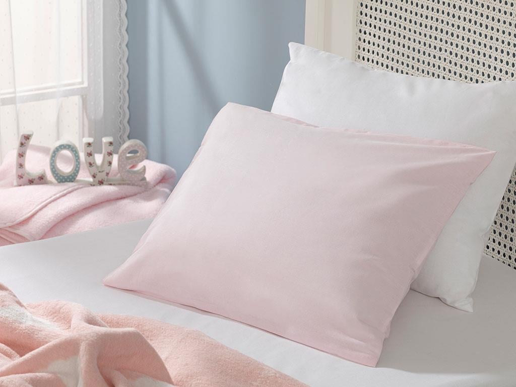 Soft Pamuklu Bebek Yastık Kılıfı Pembe