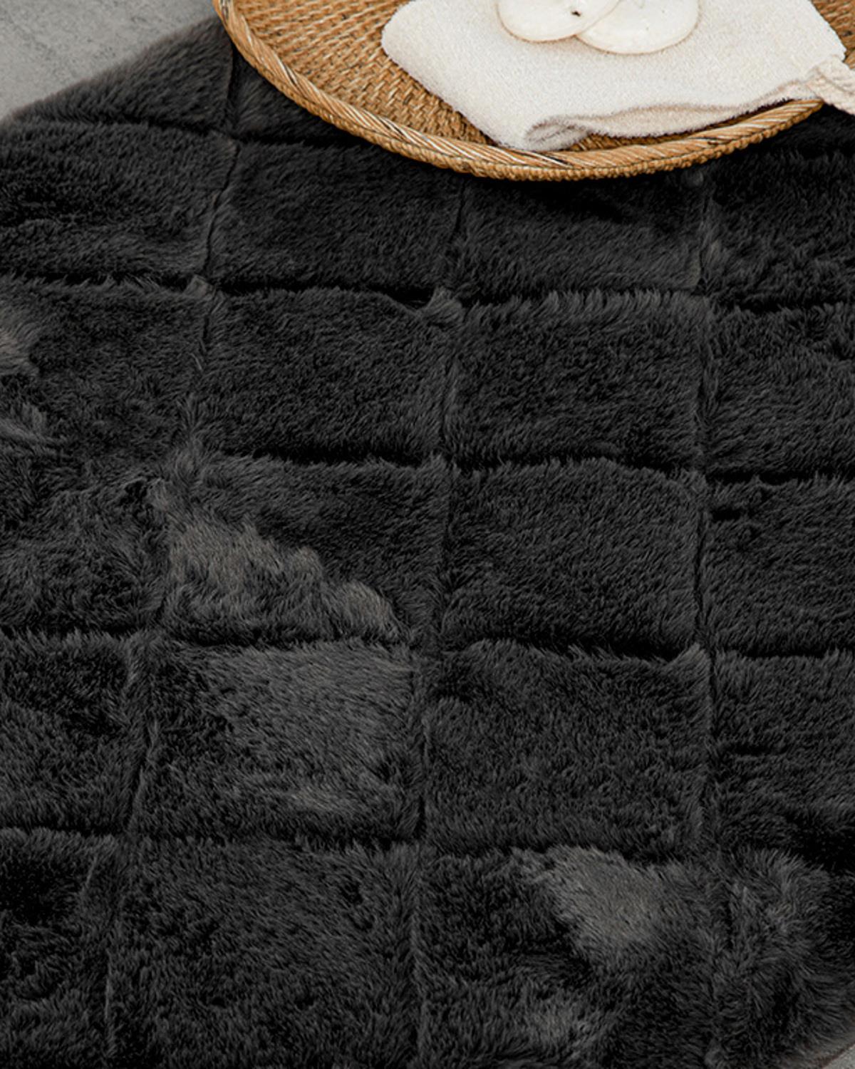 Soft Touch Rabbit Pelüş Banyo Paspası Antrasit
