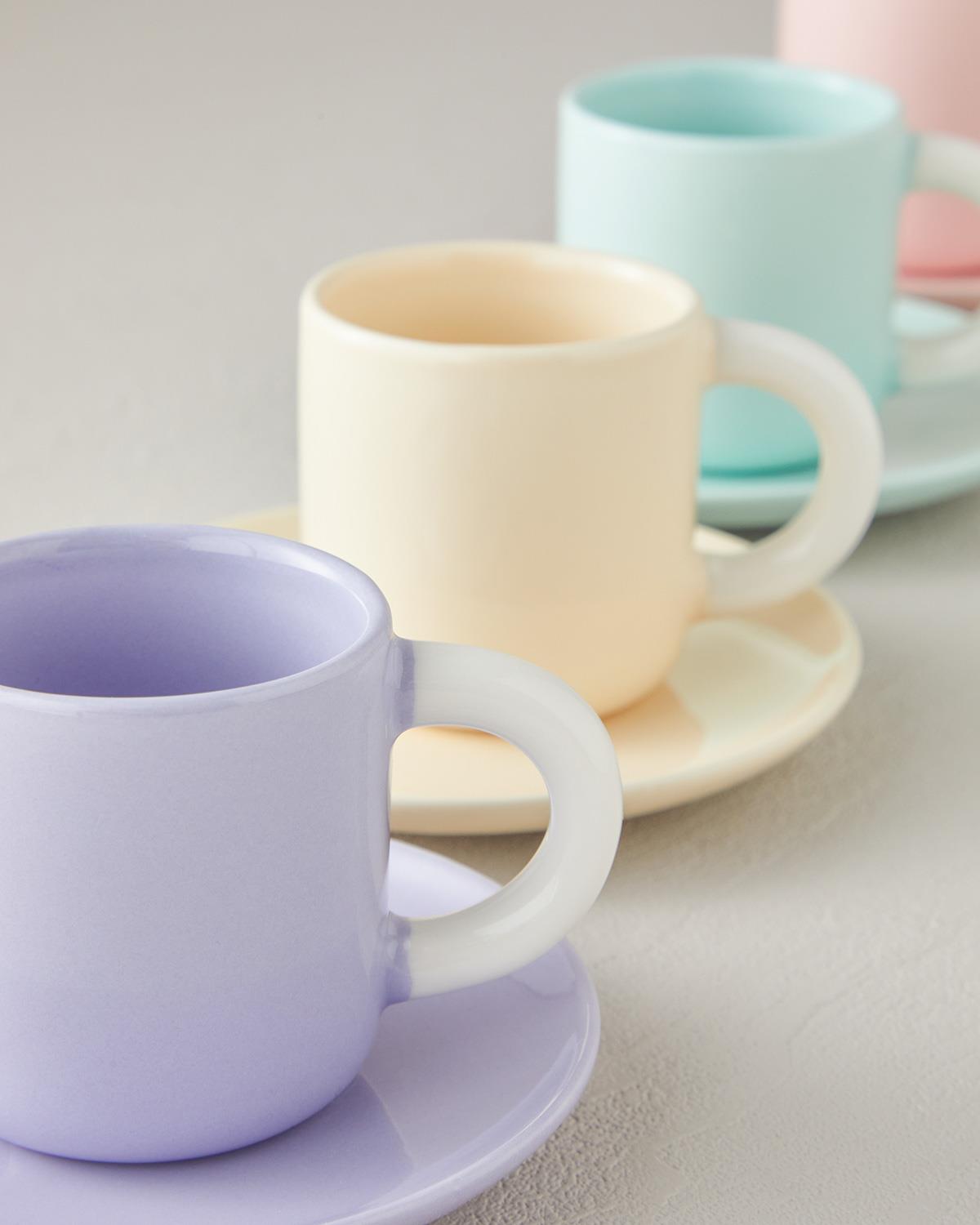 Softy New Bone China 8 Parça 4 Kişilik Kahve Fincan Takımı 100 ml Renkli