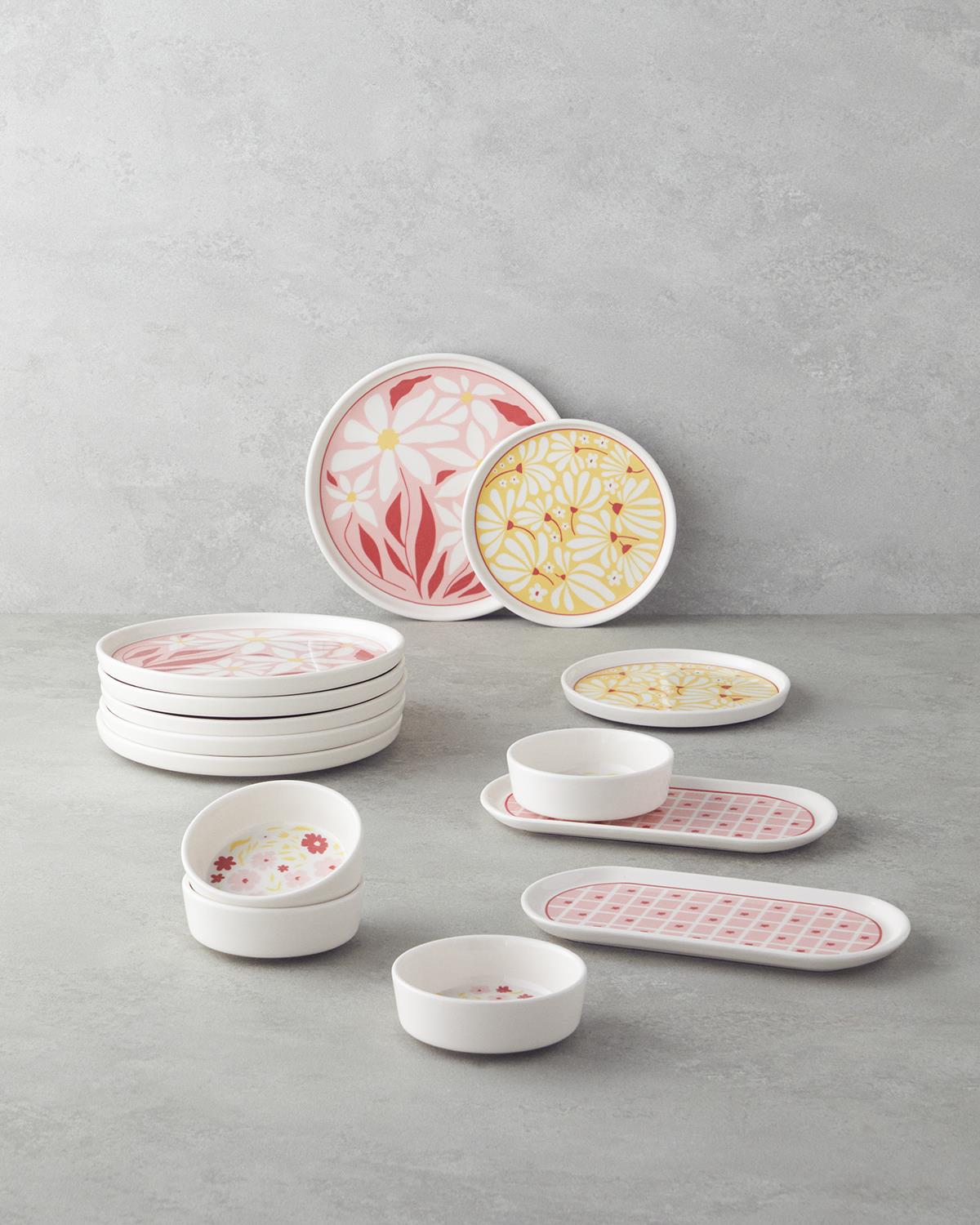 Splash Seramik Kahvaltı Takımı 10 parça 4 kişilik Kırmızı-Pembe
