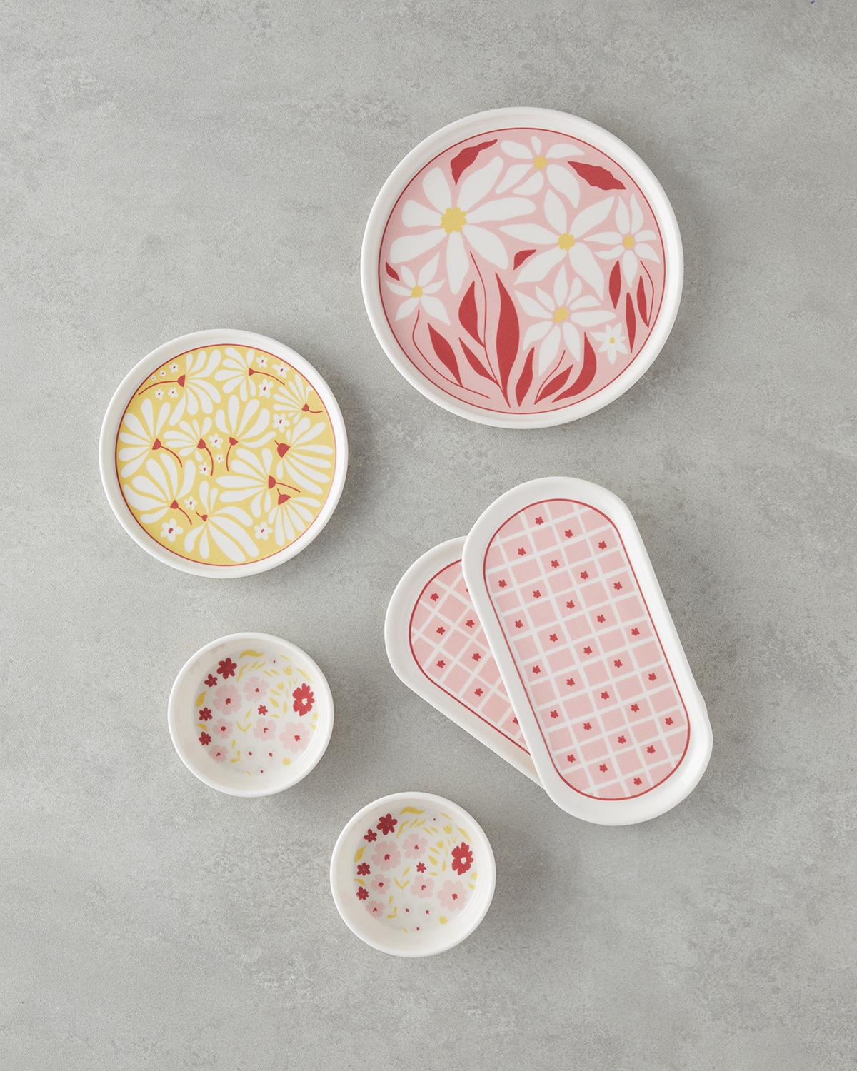 Splash Seramik Kahvaltı Takımı 10 parça 4 kişilik Kırmızı-Pembe