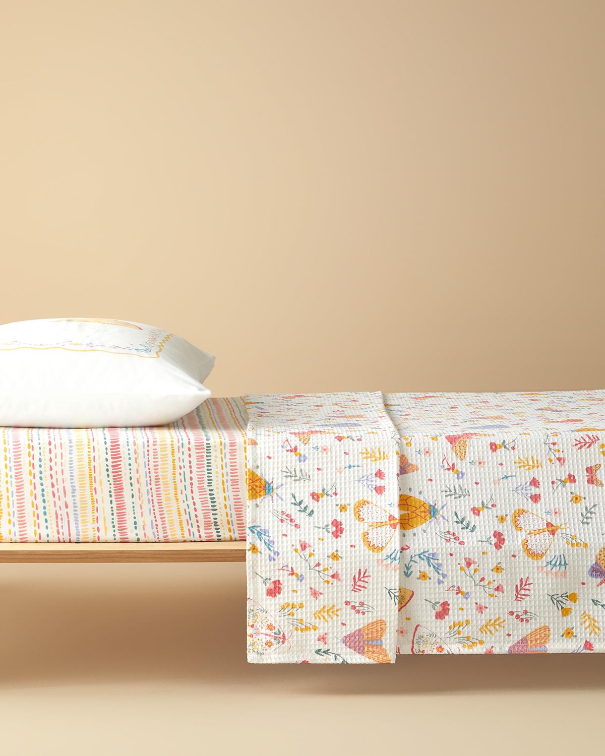 Spring Shine Pamuklu Tek Kişilik Çocuk Pike Takımı 150x220 cm Pembe