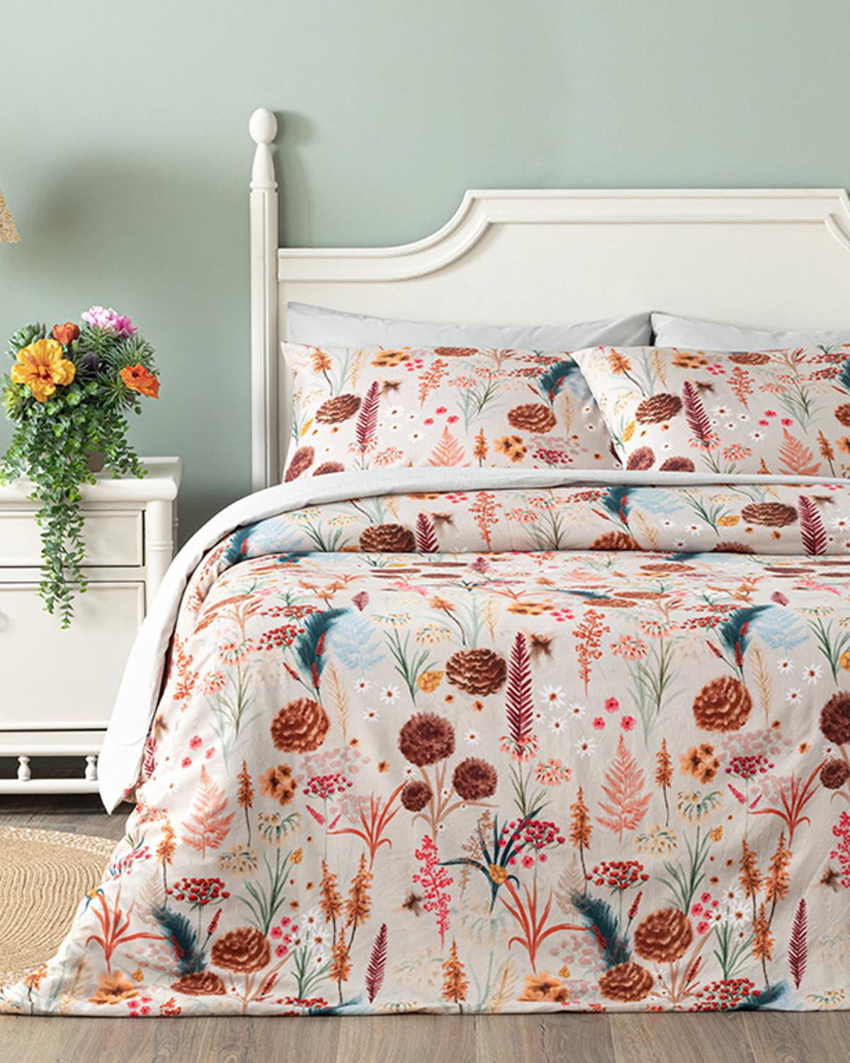 Spring Time Dijital Baskılı Soft Cotton Tek Kişilik Nevresim Takımı Bej