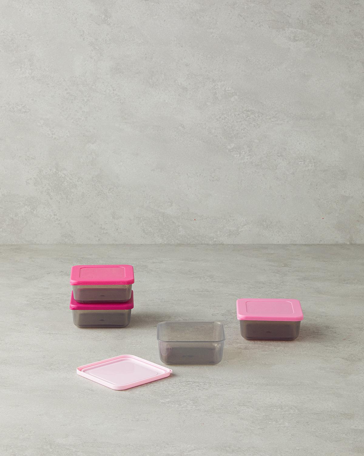 Stora Me Plastik 4'lü Saklama Kabı Pembe