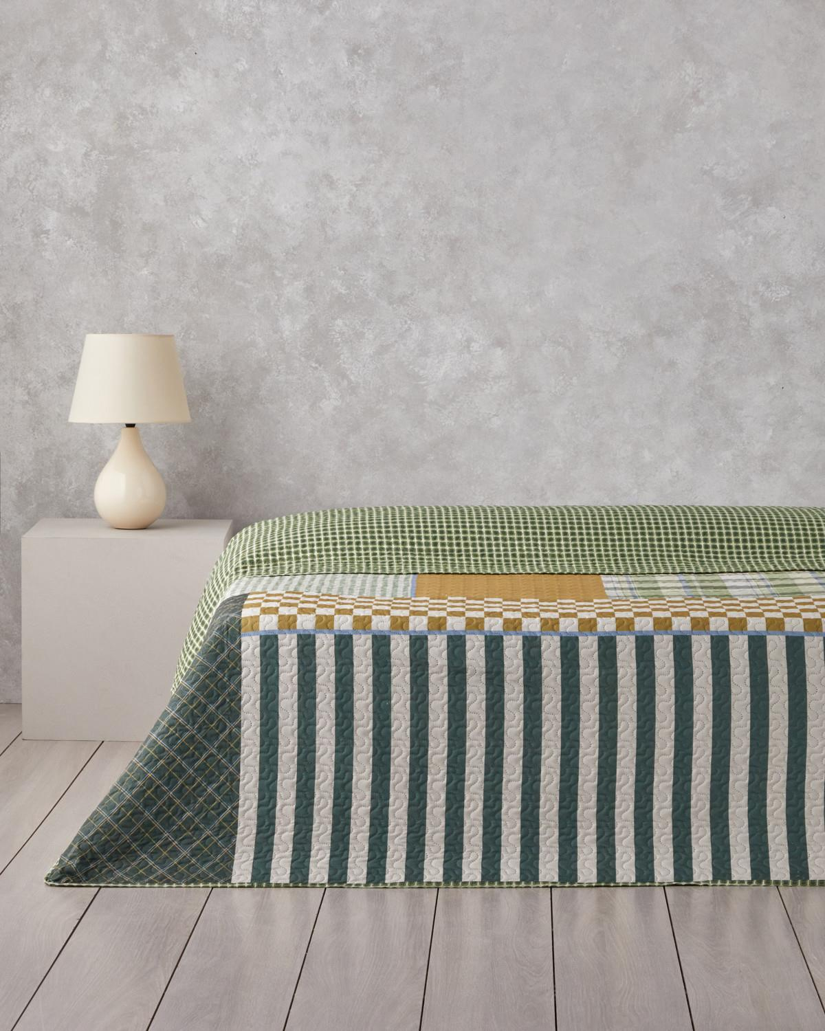 Strada Grid Çift Kişilik Çok Amaçlı Örtü 200x220 cm Yeşil