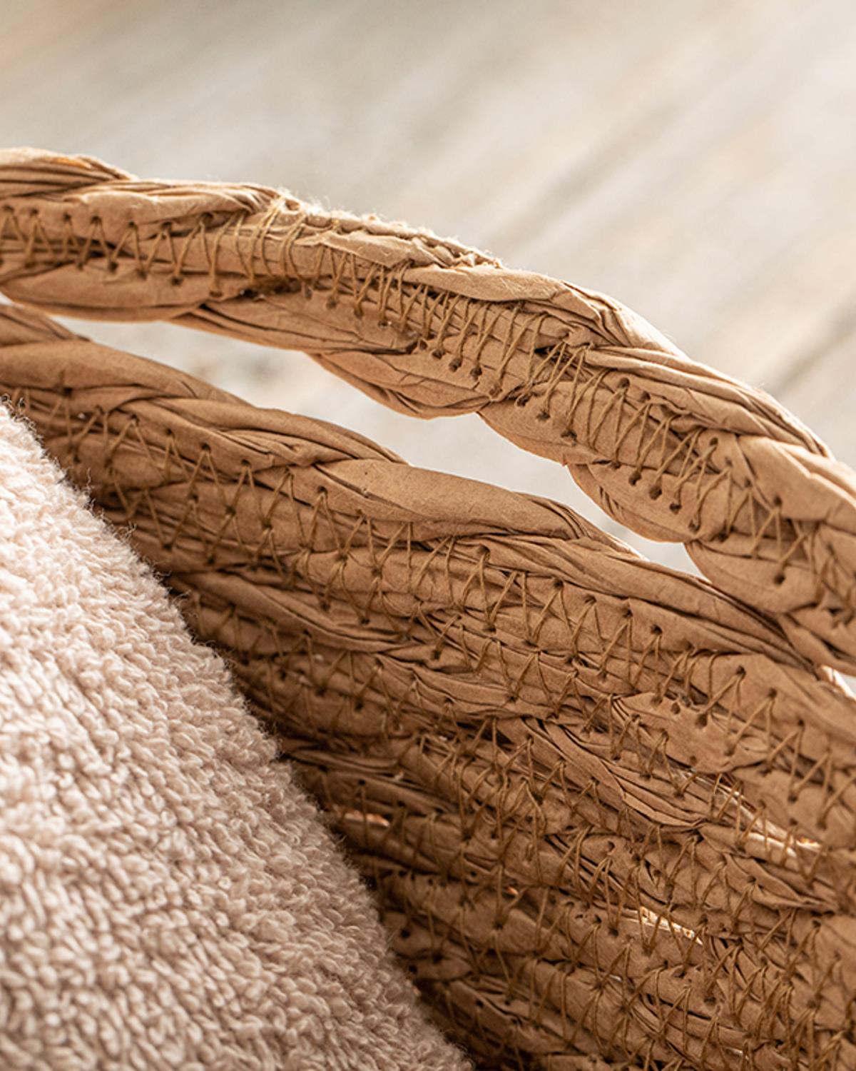 Stripe Wicker Hasır Sepet Naturel