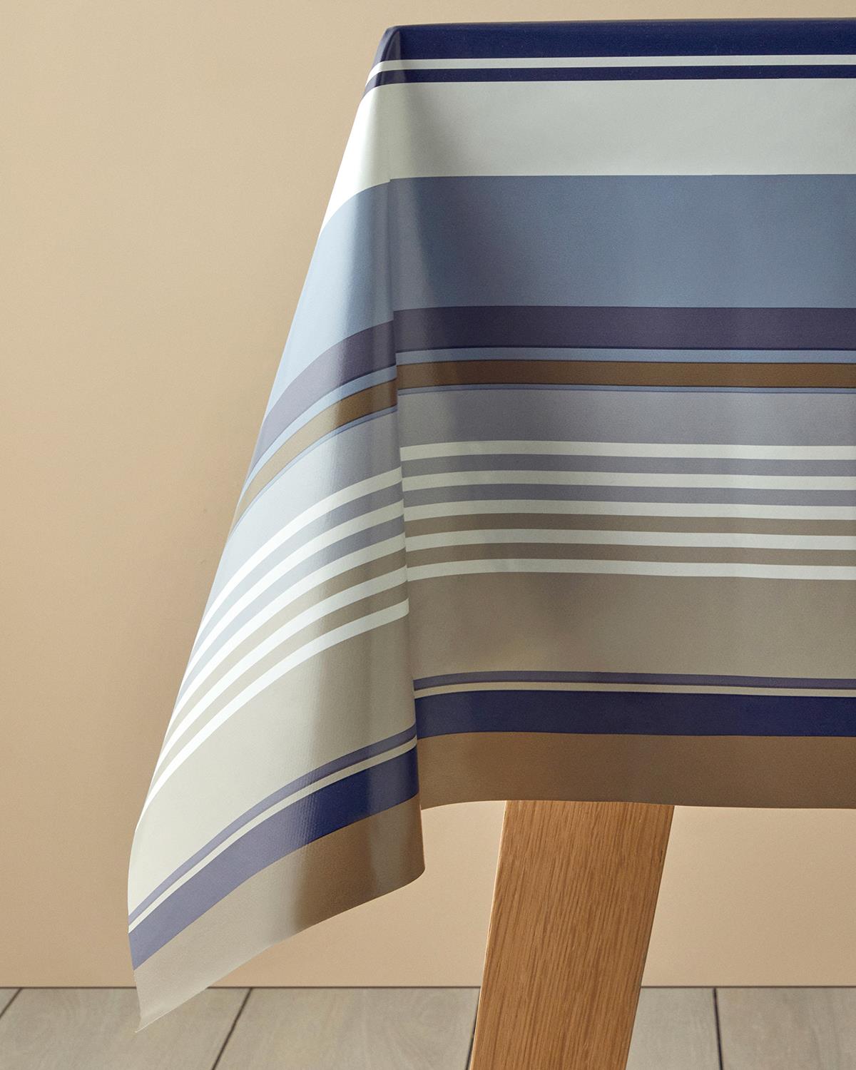 Striped Pvc Masa Örtüsü 100x140 cm Lacivert