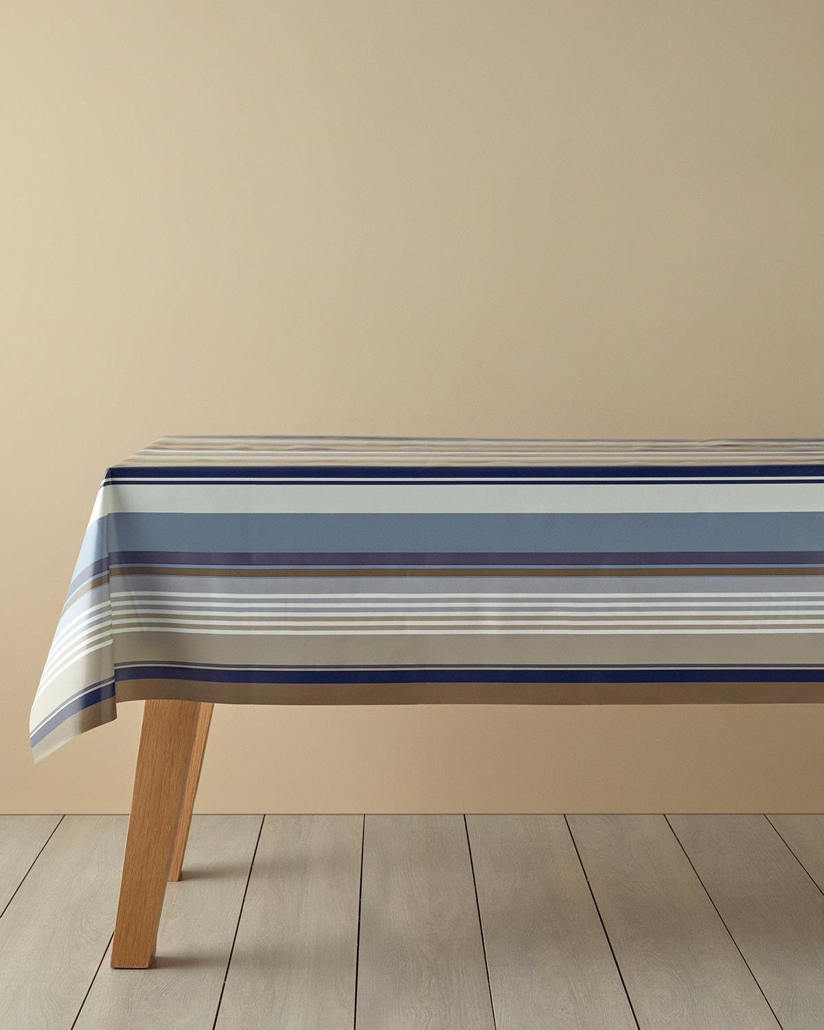 Striped Pvc Masa Örtüsü 100x140 cm Lacivert