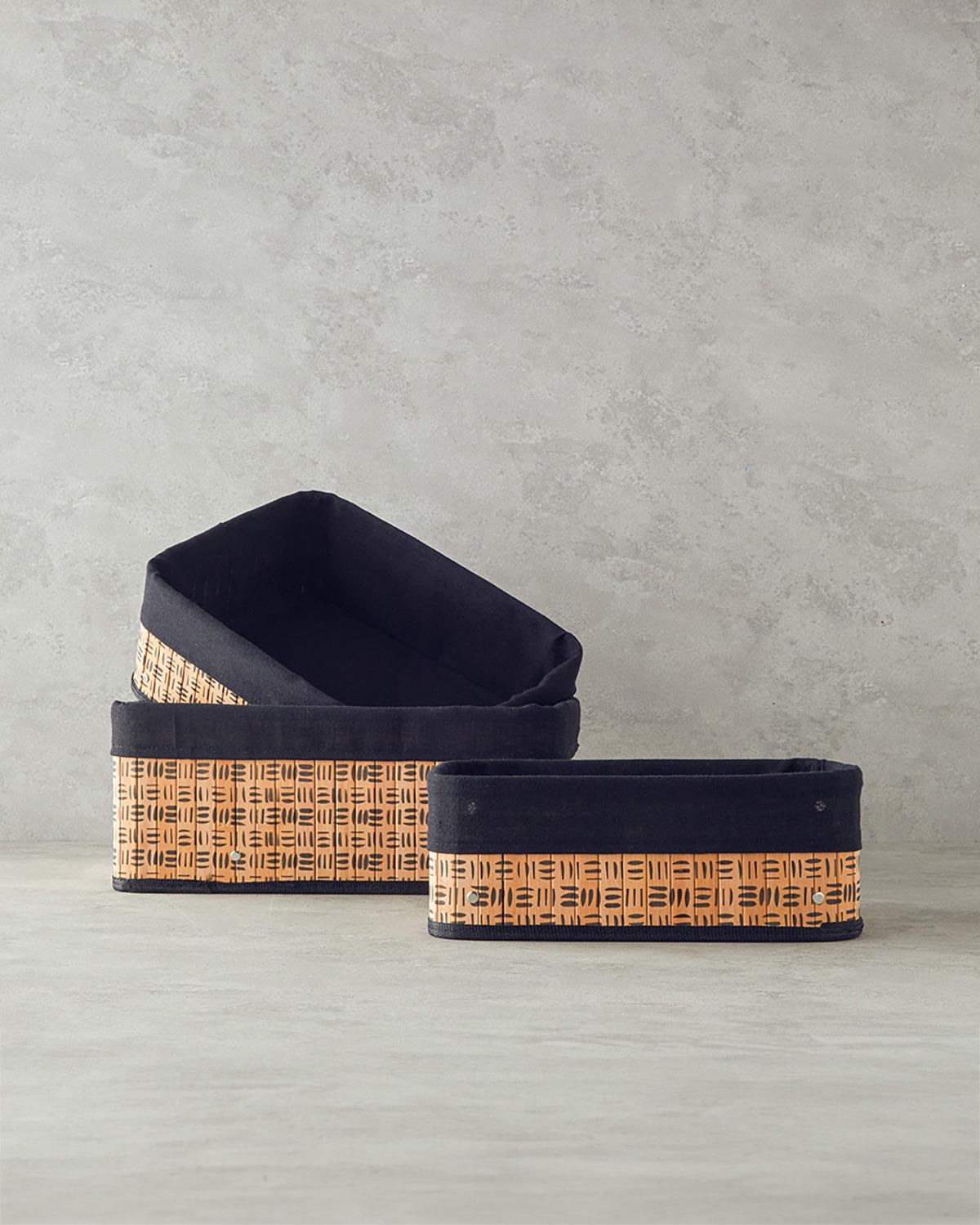 Stripy Bambu Sepet Naturel