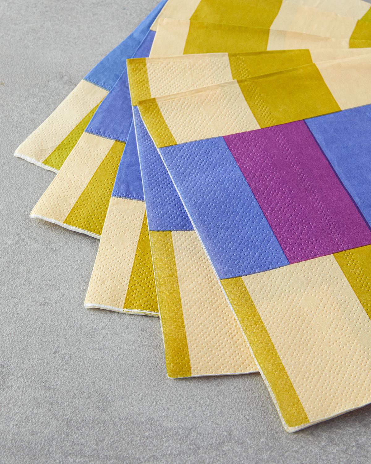 Summer Checkers Kağıt 20'li Kağıt Peçete 33x33 cm Mor-Sarı