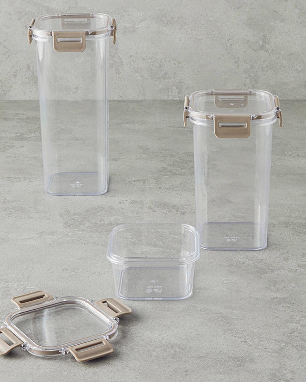 Super Lock Plastik 3'lü Erzak Kabı Bej