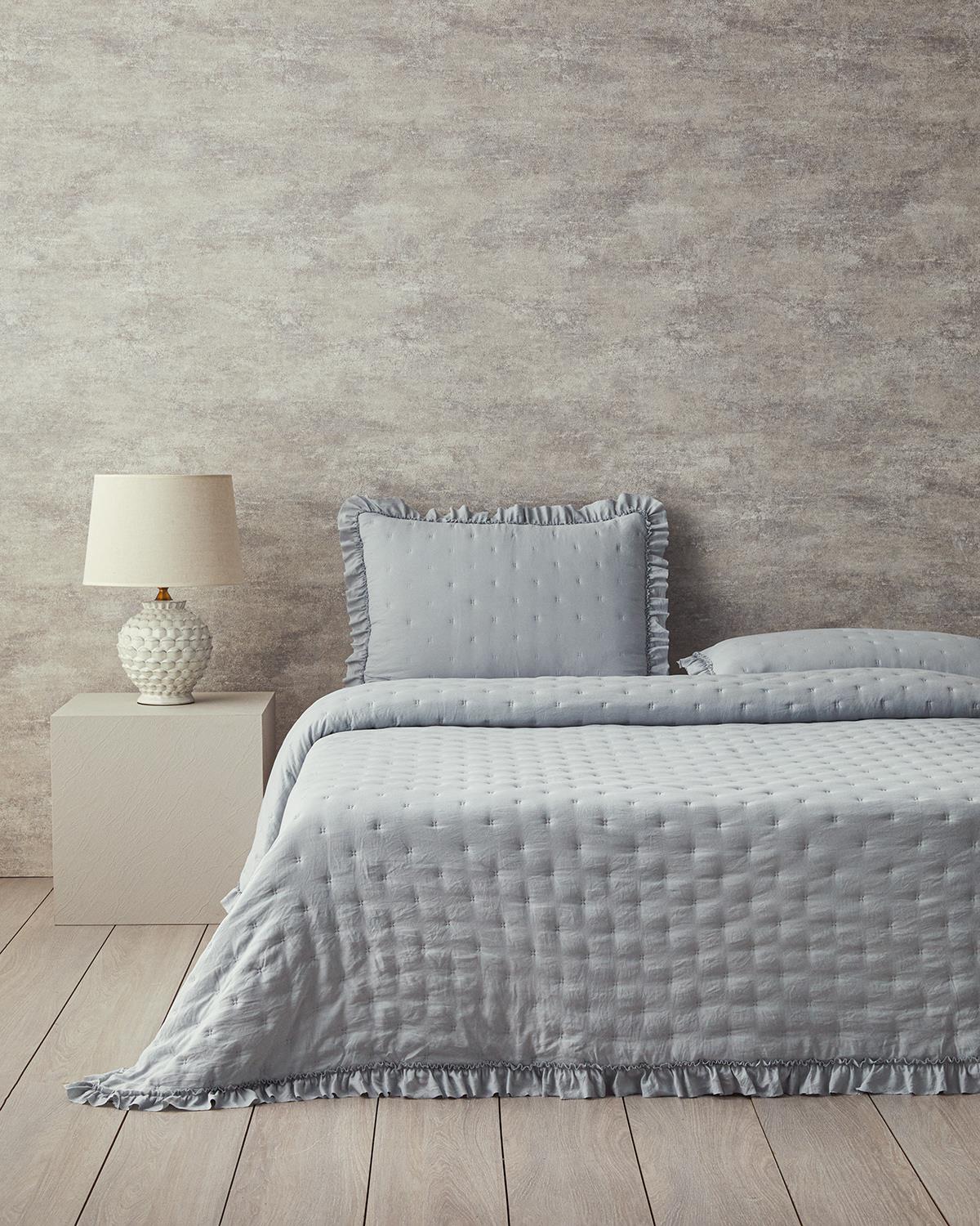 Swanky Tek Kişilik Yatak Örtüsü Takımı Gri