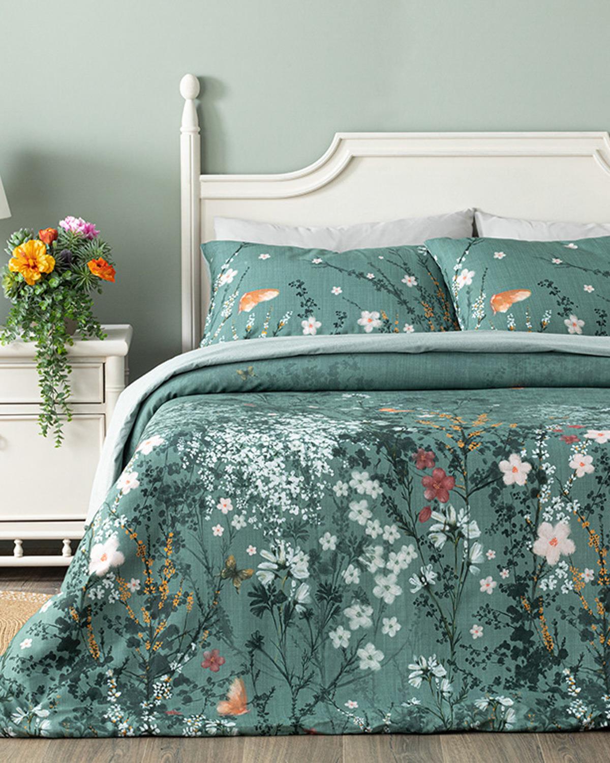 Sweet Spring Dijital Baskılı Soft Cotton Çift Kişilik Nevresim Takımı Yeşil
