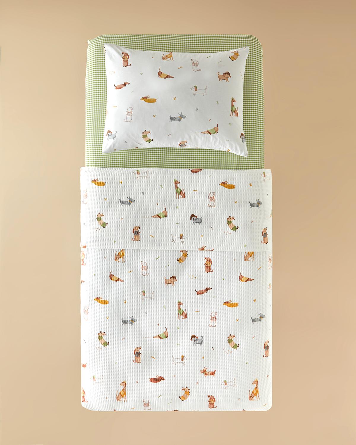 Sweety Dogs Pamuklu Tek Kişilik Çocuk Pike Takımı 150x220 cm Kahve