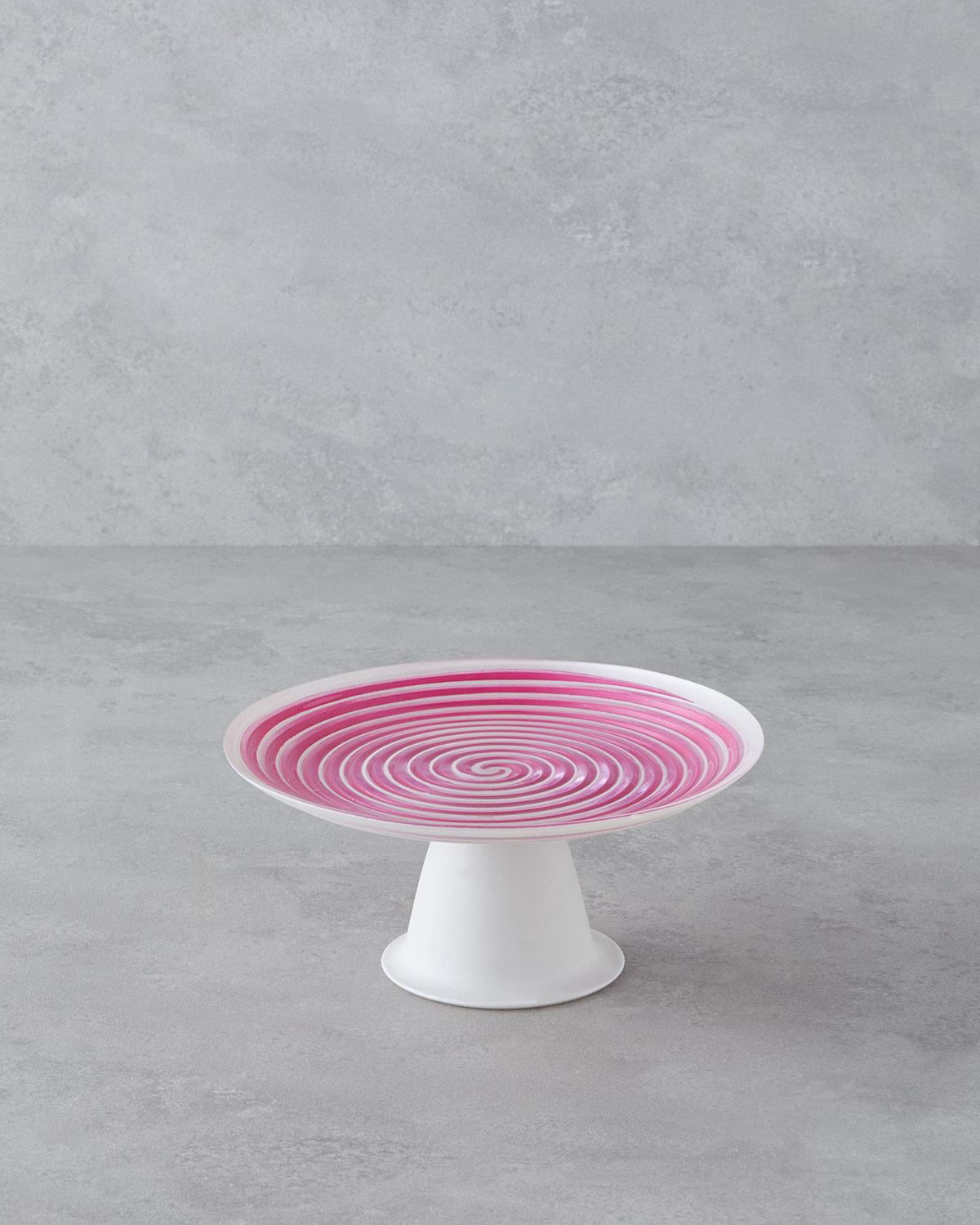 Swirly Cam Kek Standı 21 cm Pembe
