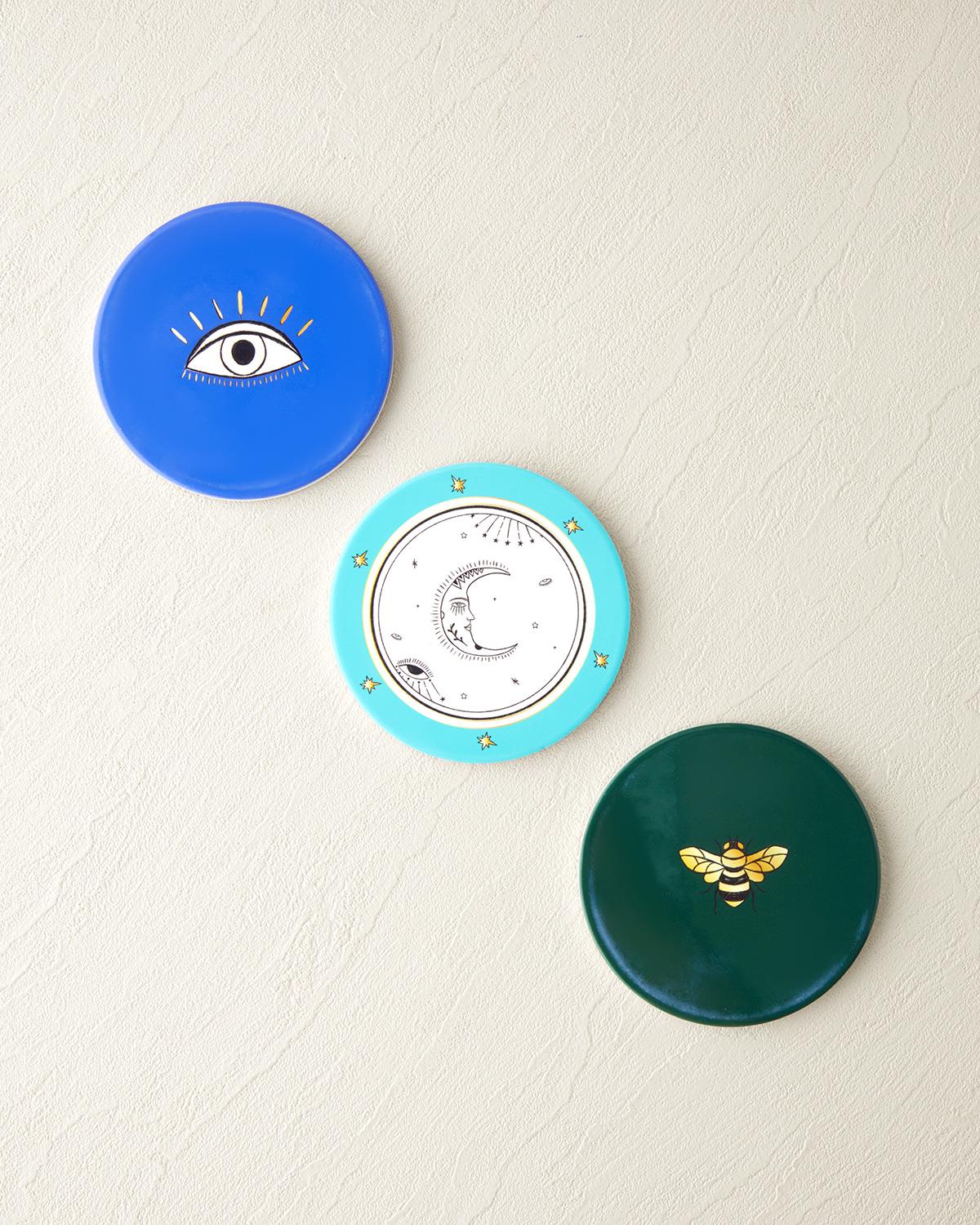 Talisman Moon Seramik Bardak Altlığı 11 cm Açık Mavi