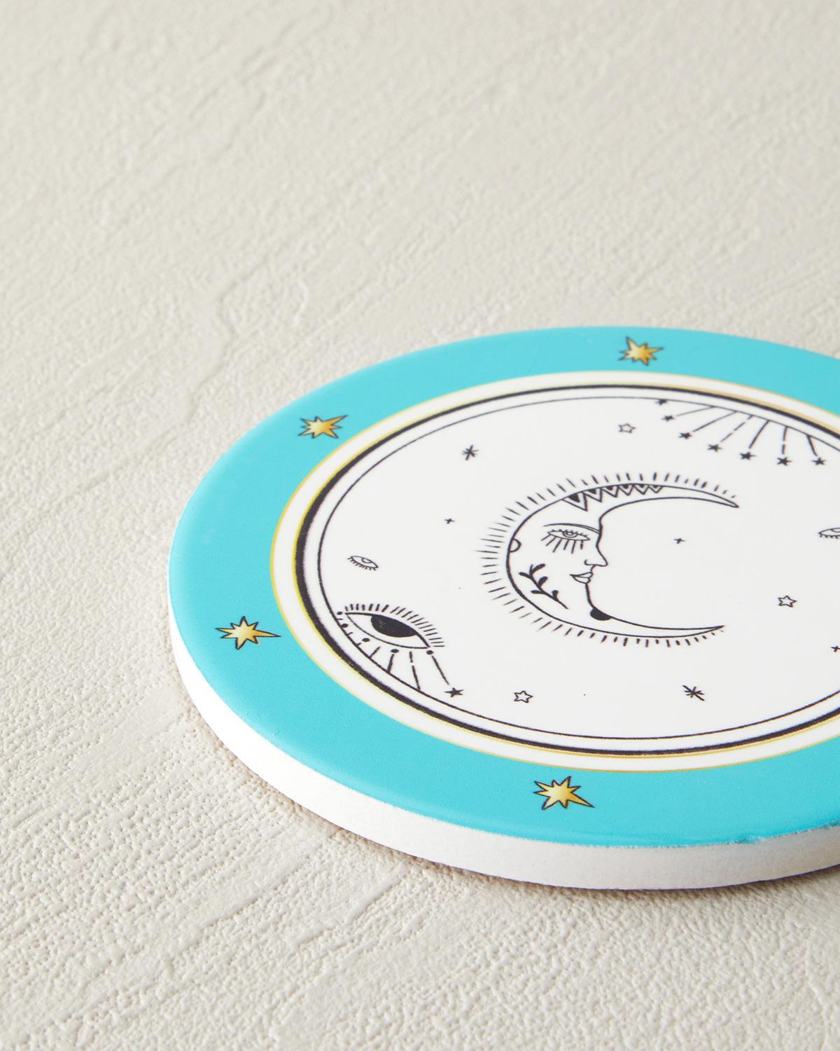 Talisman Moon Seramik Bardak Altlığı 11 cm Açık Mavi